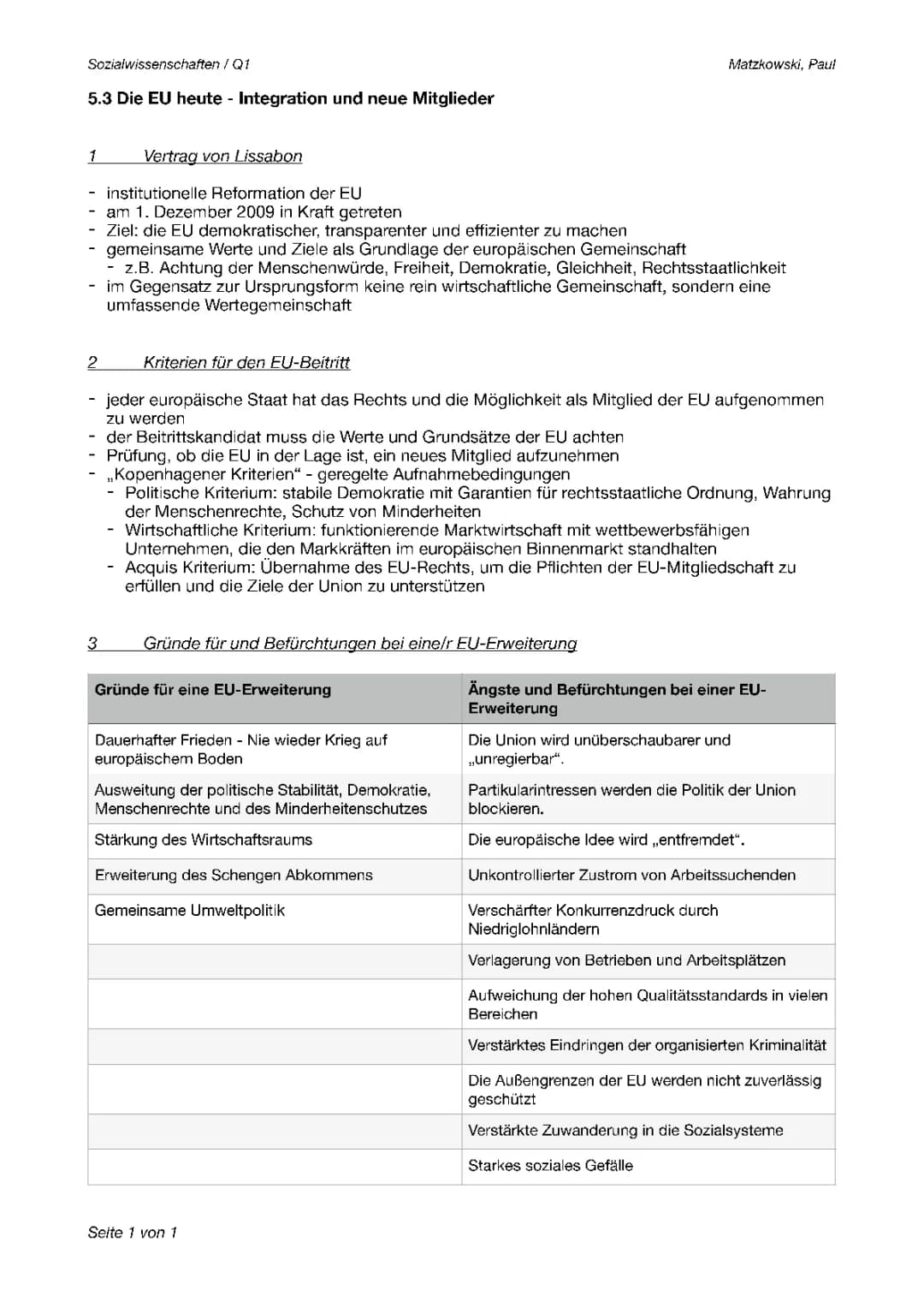 Die EU heute - Integration und neue Mitglieder