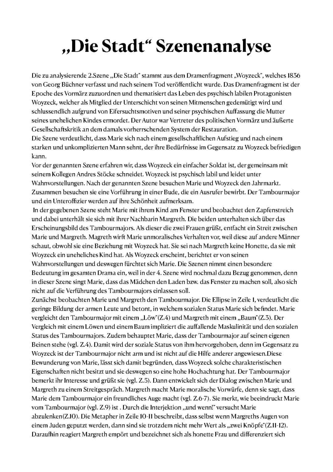 Woyzeck Szenenanalyse und Zusammenfassung: Szene 2 Die Stadt