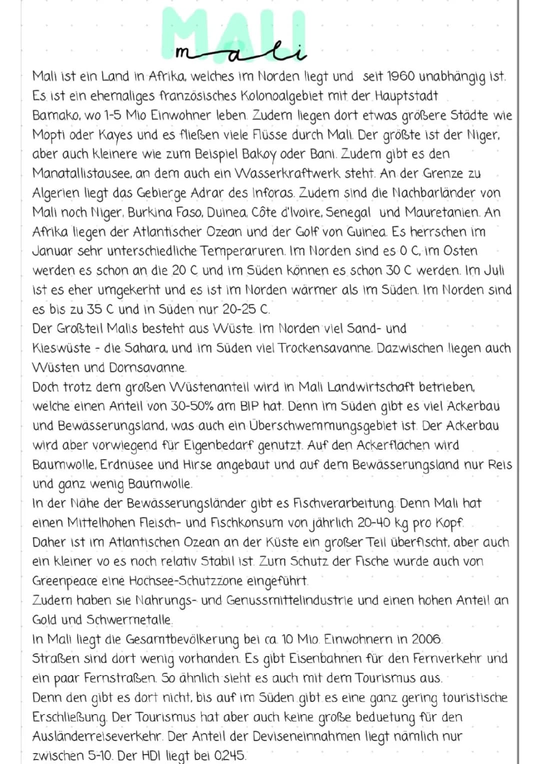 Entwicklungsländer und Mali einfach erklärt: Alles über Ökologische und Ökonomische Merkmale
