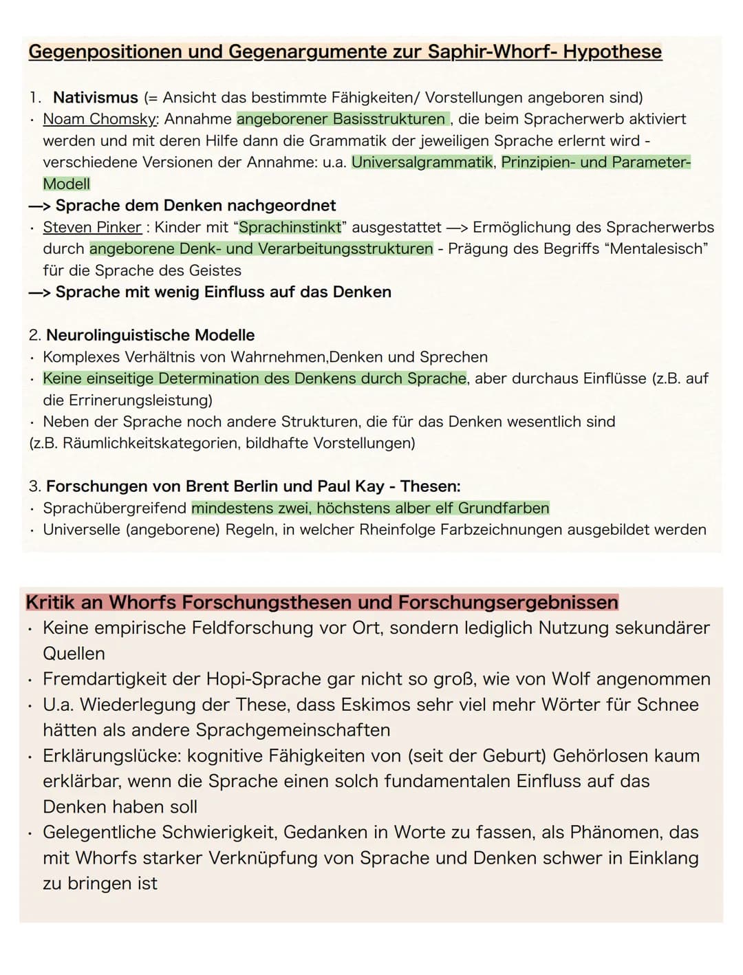 Linguistisches Relativitätsprinzip
"Unterschiedliche Wahrnehmung durch
unterschiedliche Sprache"
Die Saphir-Whorf-Hypothese
.
--> Sprachenab