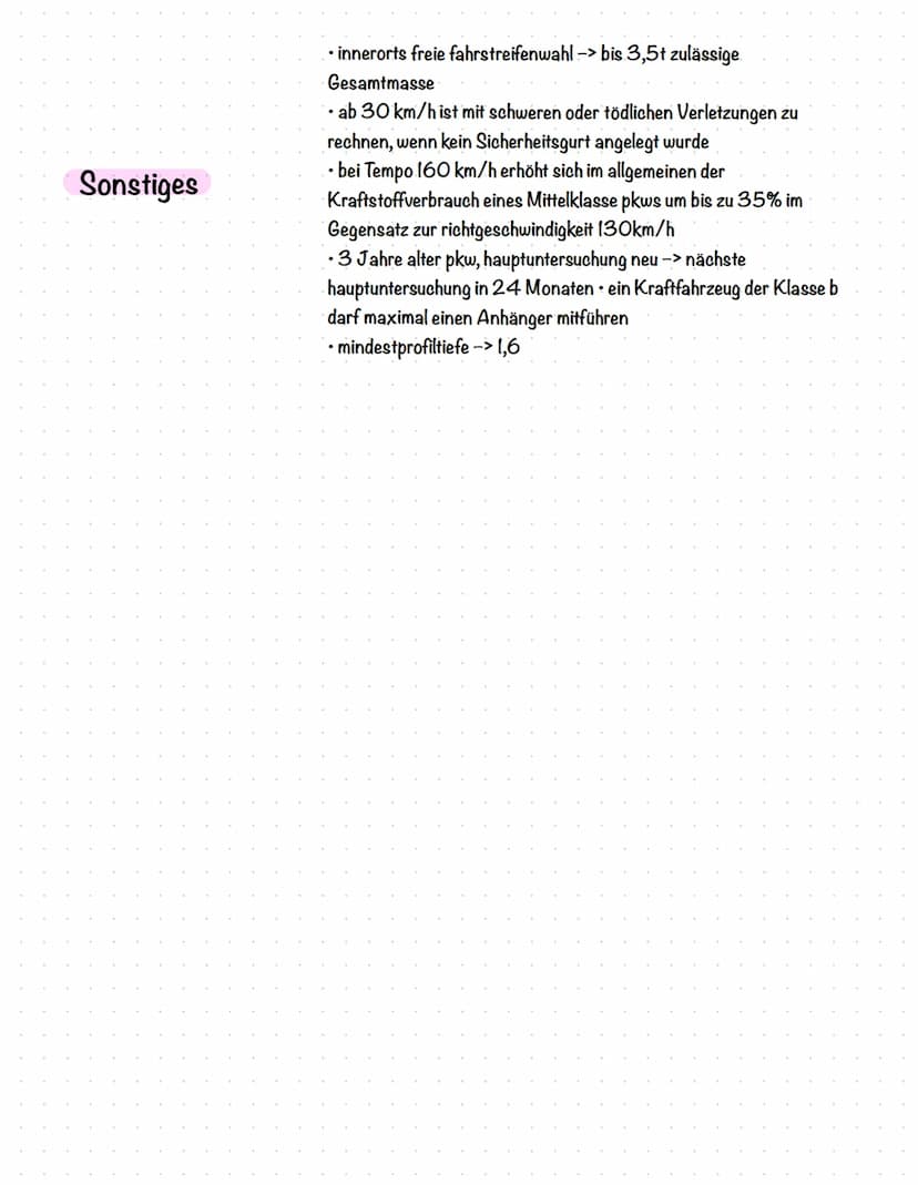  Theorieprüfung
Alle wichtigen Zahlen
Faustformeln
Halten
&
Parken
Seitenabstand
Reaktionsweg =
Weg in einer Sekunde (Geschwindigkeit: 10) x