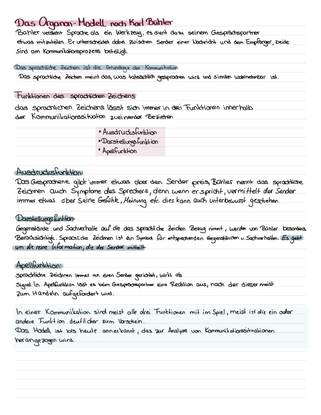 Das Organon Modell von Karl Bühler