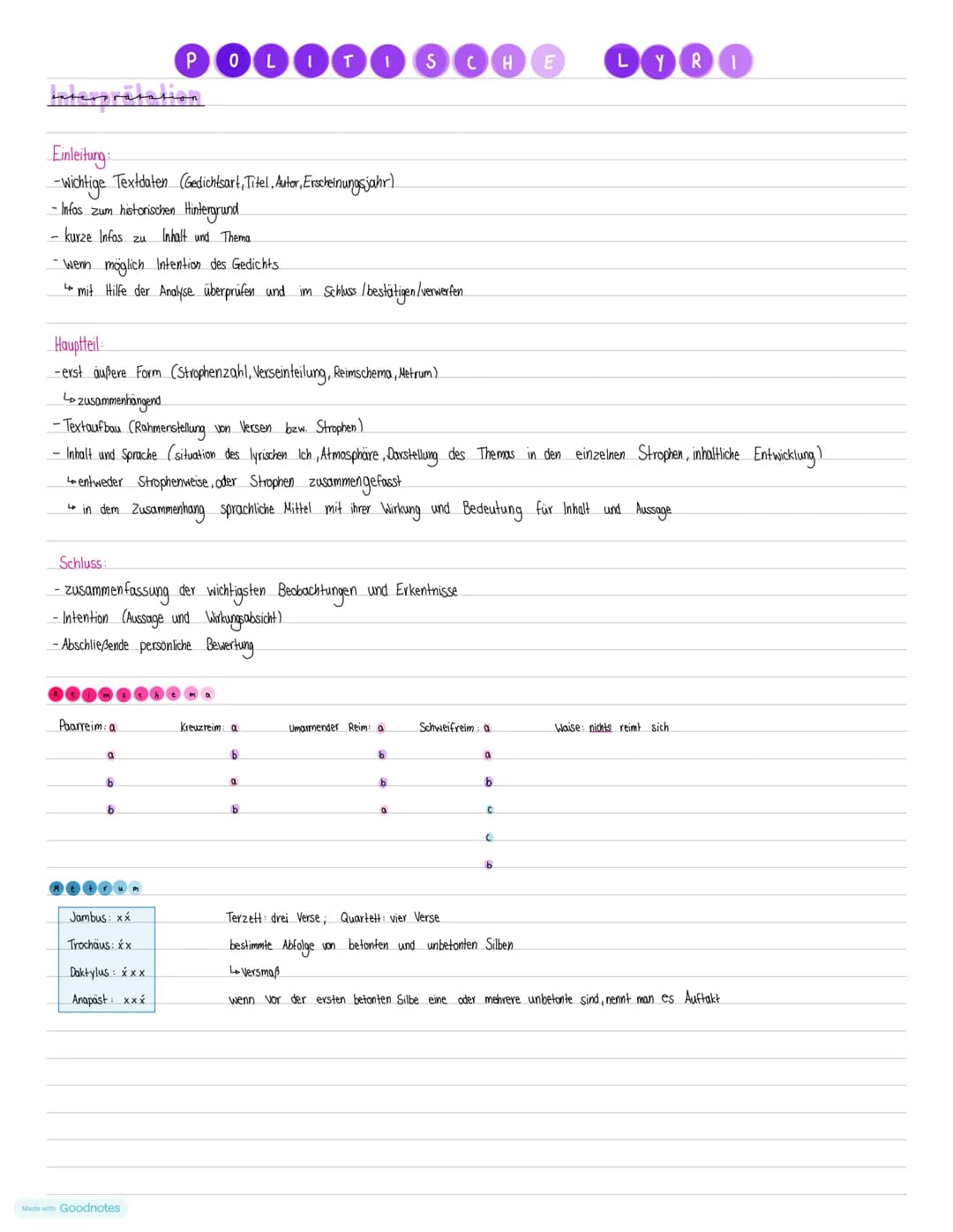 P 00000 S
C H
E
LYRI
Interpratation
Einleitung
-Wichtige Textdaten (Gedichtsart, Titel, Autor, Erscheinungsjahr)
- Infos zum historischen Hi