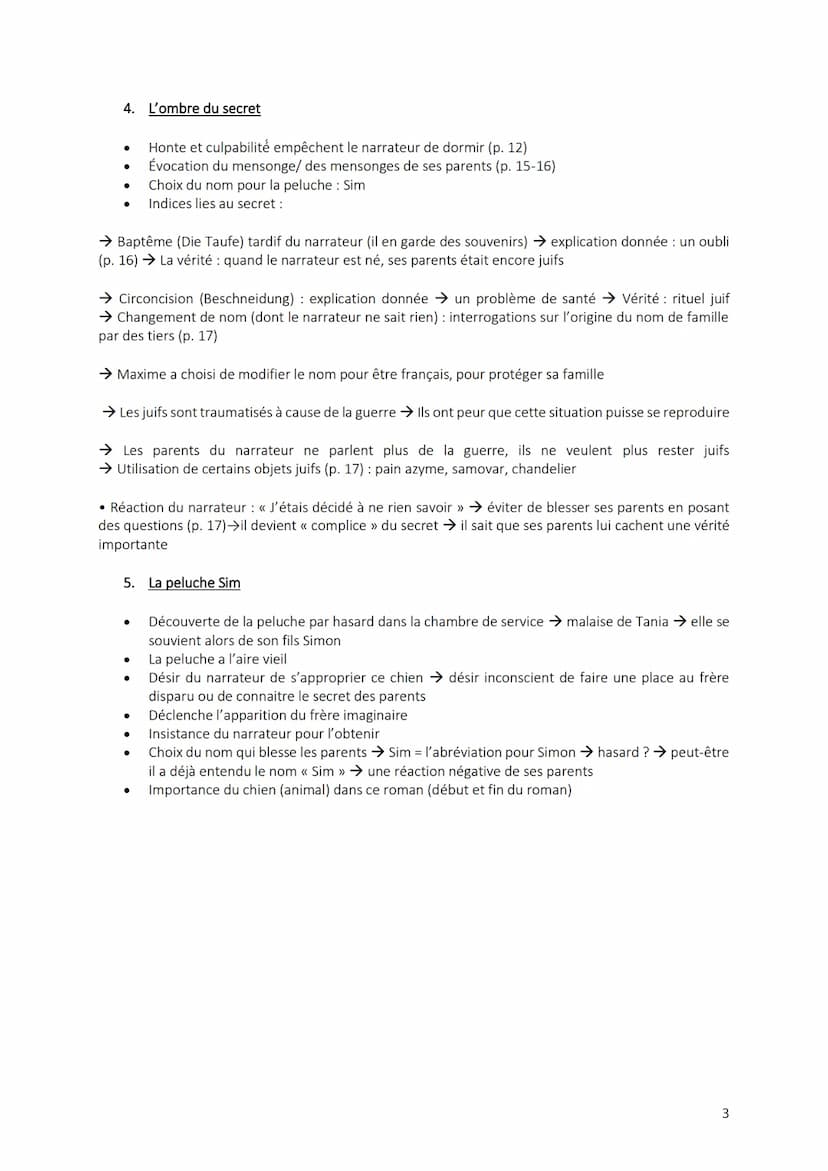 PHILIPPE GRIMBERT LE SECRET
CHAPITRE 1
1. Le narrateur
→ Fils unique, surprotection du fils se sent seul, peureuse et triste → il pleure sou