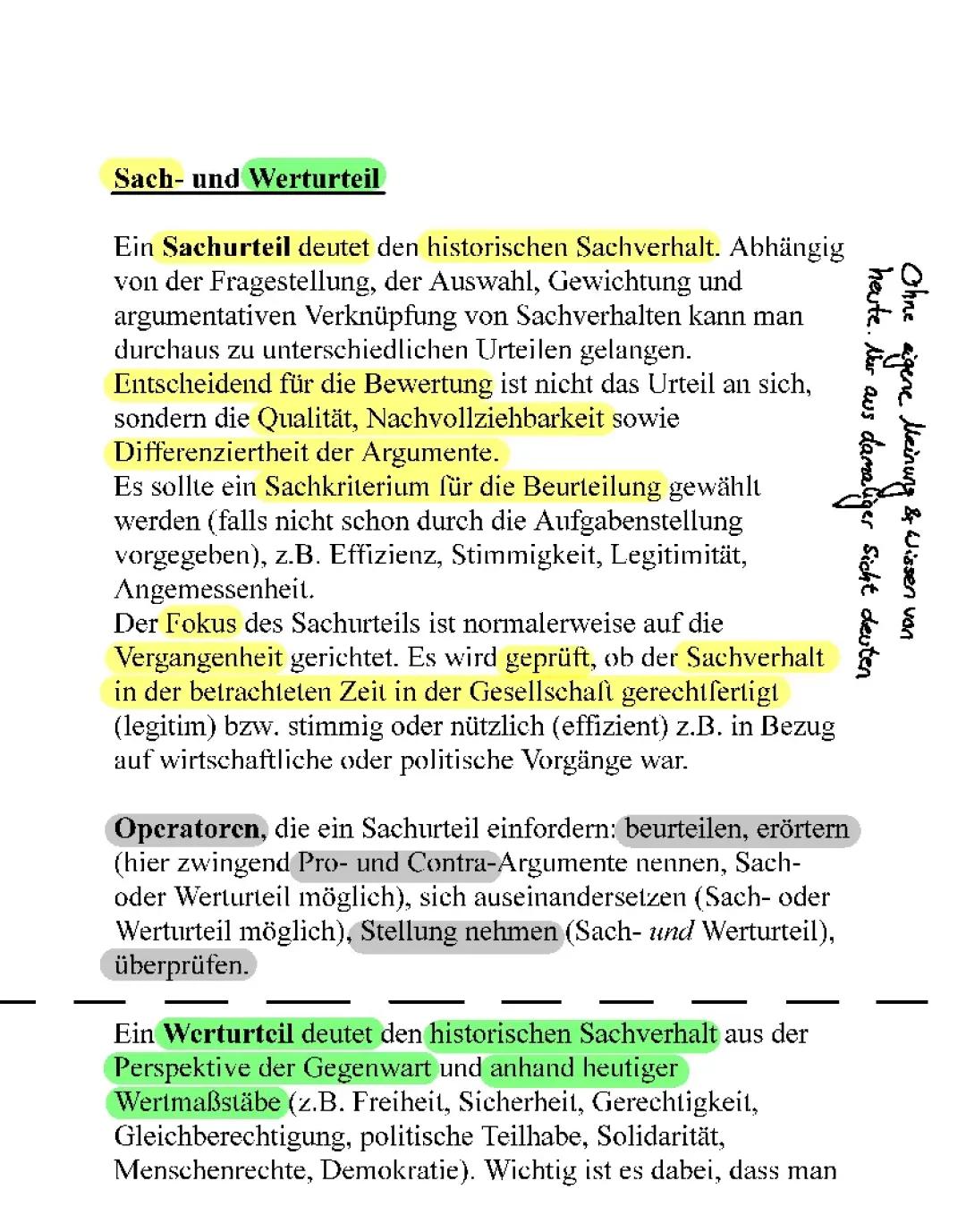 Sach- & Werturteil in Geschichte
