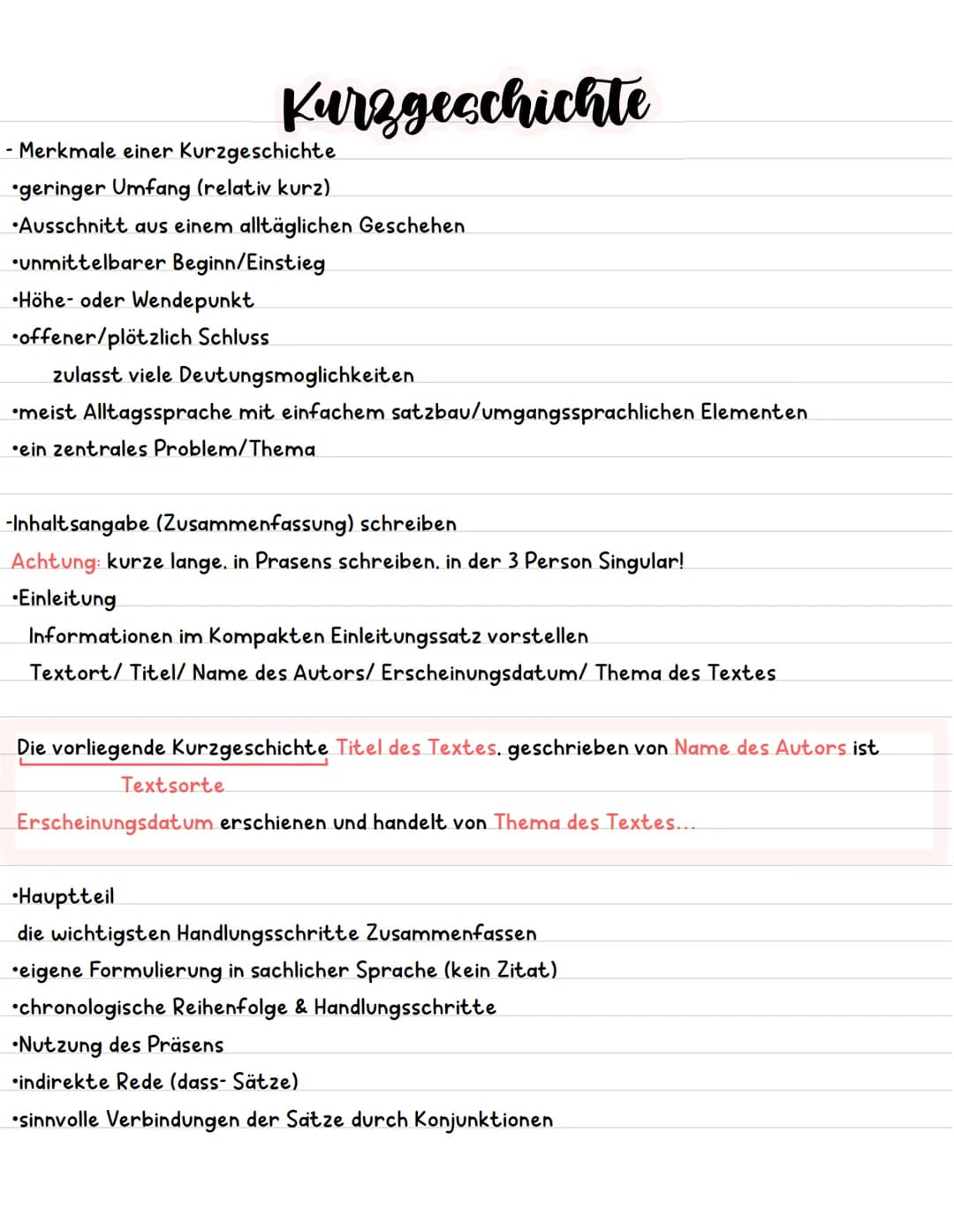 Kurzgeschichte
- Merkmale einer Kurzgeschichte
geringer Umfang (relativ kurz)
•Ausschnitt aus einem alltäglichen Geschehen
unmittelbarer Beg