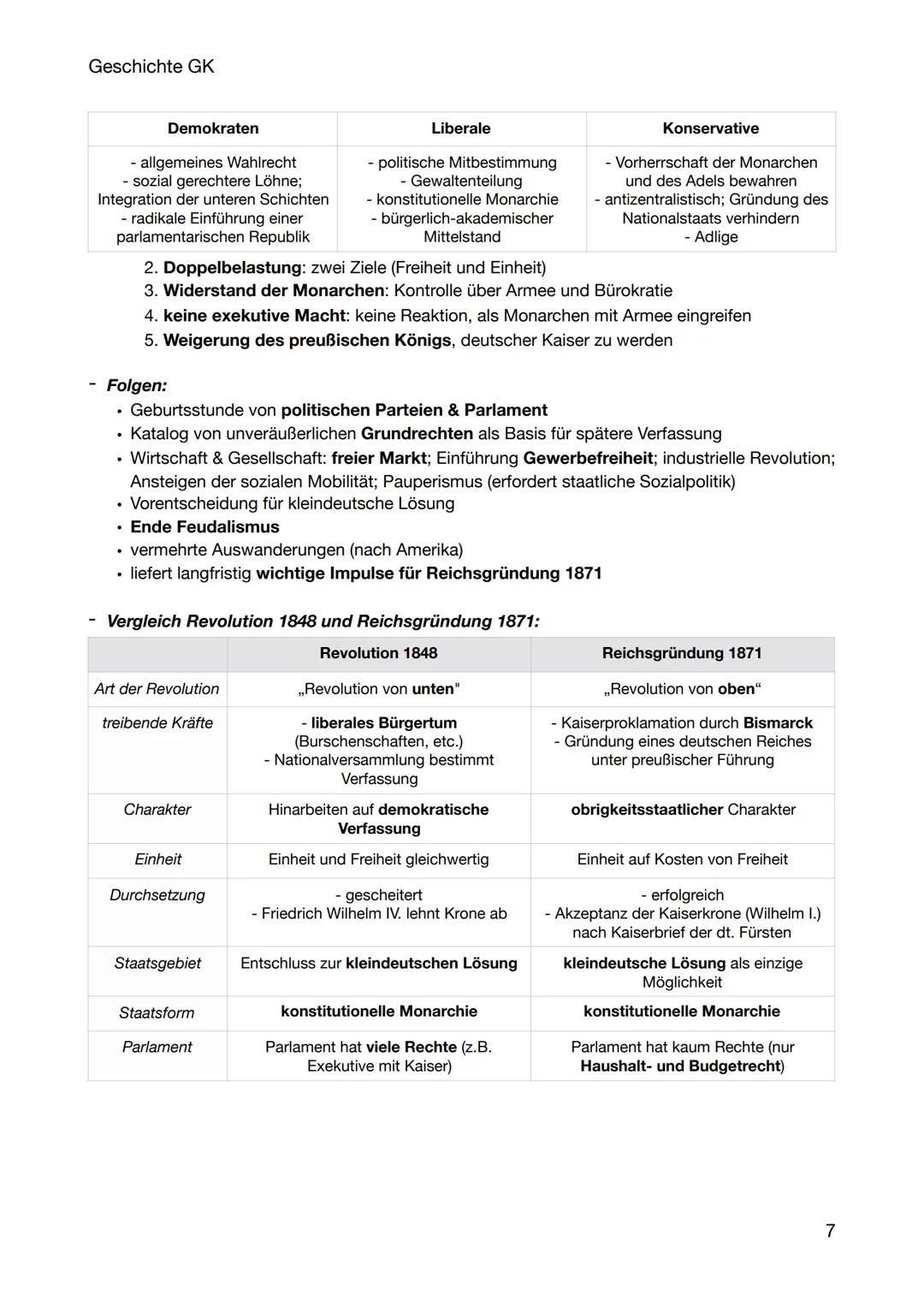 Geschichte GK
REVOLUTION VON 1848/49
Ursachen:
ökonomische Krise
→ Massenarmut
(Pauperismus),
Missernten, hohe
Lebensmittelpreise
- Märzrevo