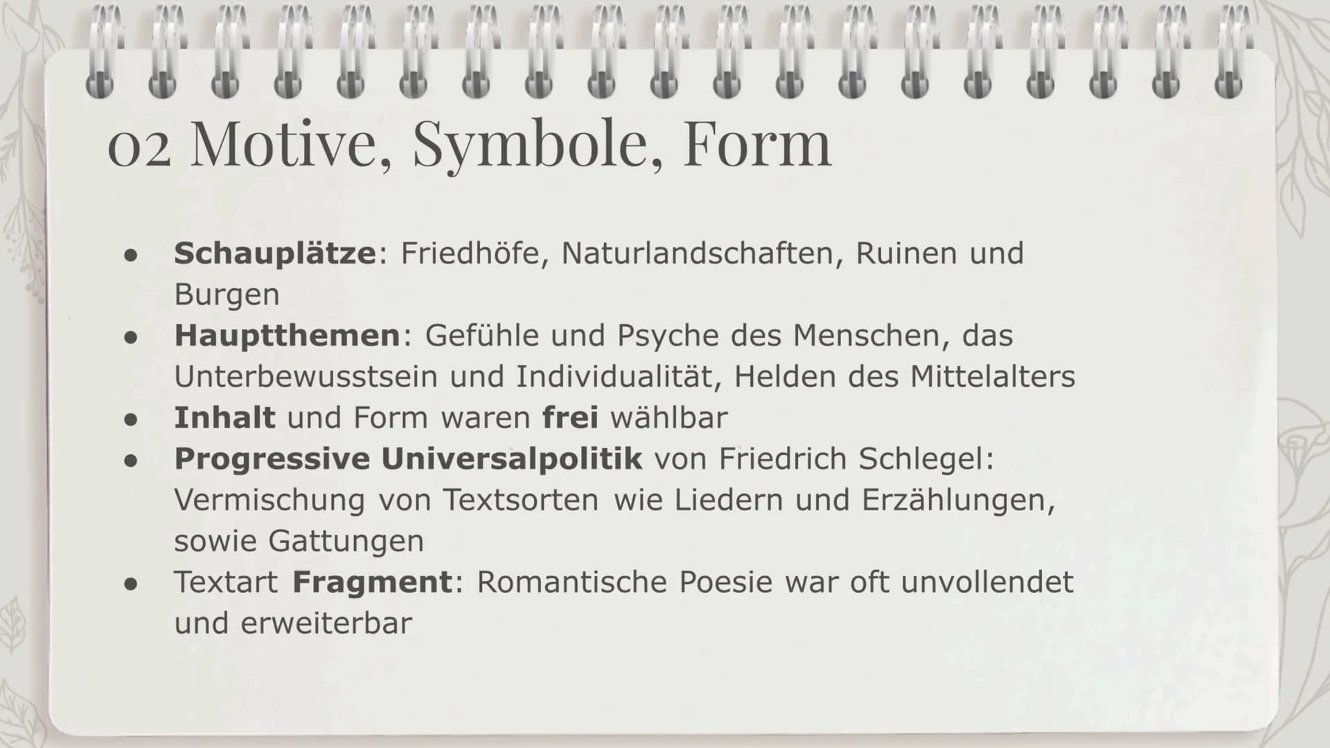 Epoche der
Romantik
3m Inhalt
01
Historischer
Hintergrund
02
Motive,
Symbole, Form
$$
03
Bekannte
Werke 01 Historischer Hintergrund
Die Epoc