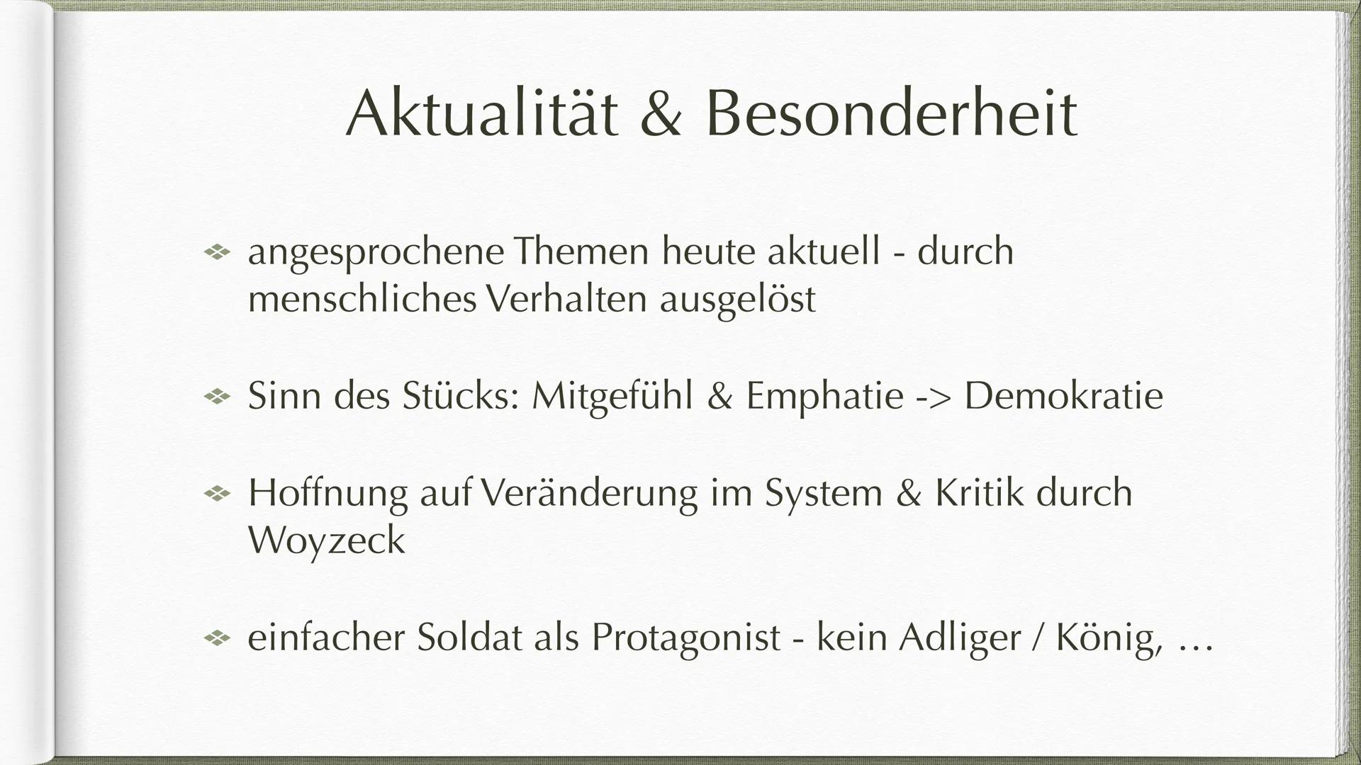  Georg Büchner und
Woyzeck als offenes Drama GLIEDERUNG
→ Die 3 aristotelischen Einheiten
→ Geschlossenes und offenes Drama - nach
Gustav Fr