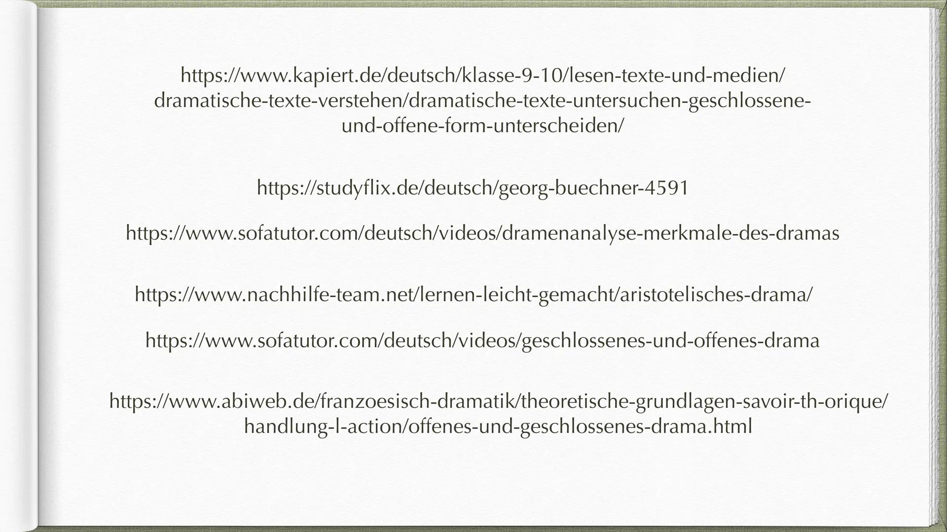  Georg Büchner und
Woyzeck als offenes Drama GLIEDERUNG
→ Die 3 aristotelischen Einheiten
→ Geschlossenes und offenes Drama - nach
Gustav Fr