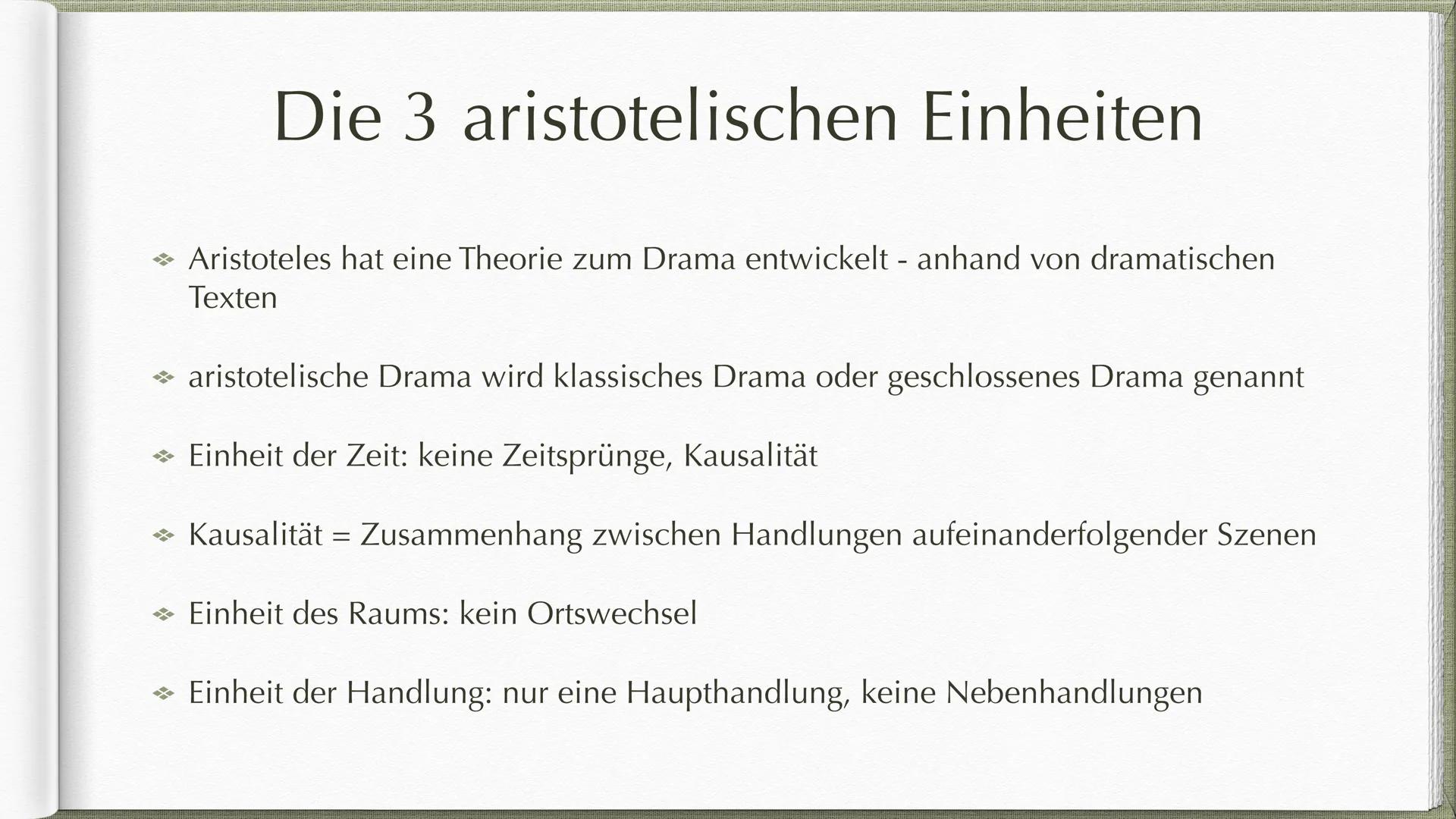  Georg Büchner und
Woyzeck als offenes Drama GLIEDERUNG
→ Die 3 aristotelischen Einheiten
→ Geschlossenes und offenes Drama - nach
Gustav Fr