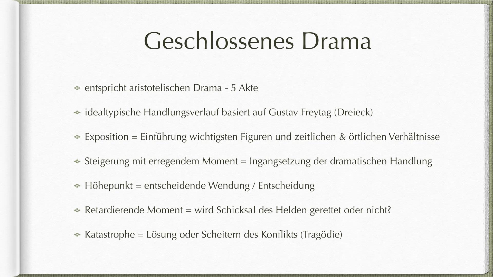  Georg Büchner und
Woyzeck als offenes Drama GLIEDERUNG
→ Die 3 aristotelischen Einheiten
→ Geschlossenes und offenes Drama - nach
Gustav Fr