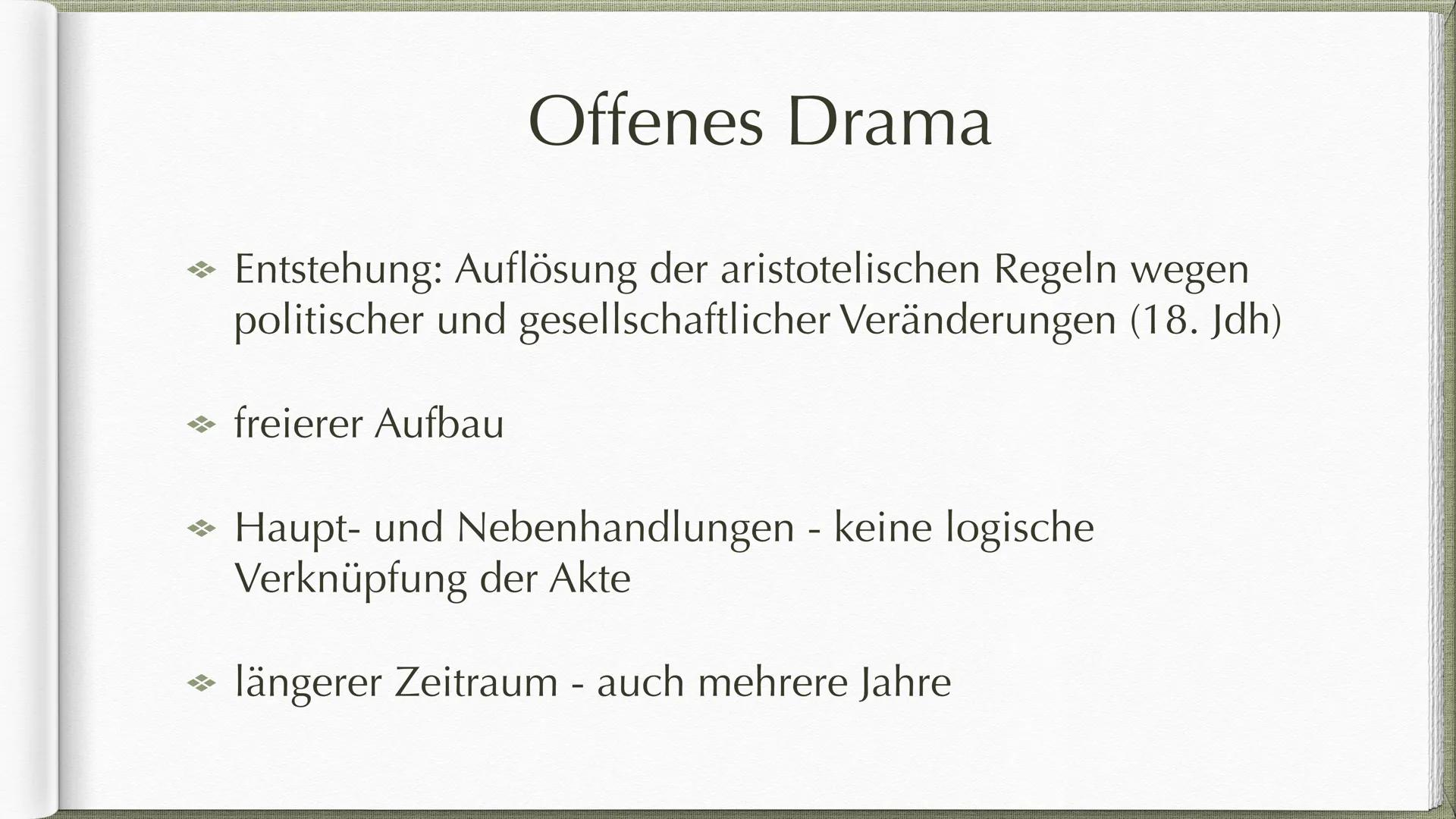  Georg Büchner und
Woyzeck als offenes Drama GLIEDERUNG
→ Die 3 aristotelischen Einheiten
→ Geschlossenes und offenes Drama - nach
Gustav Fr