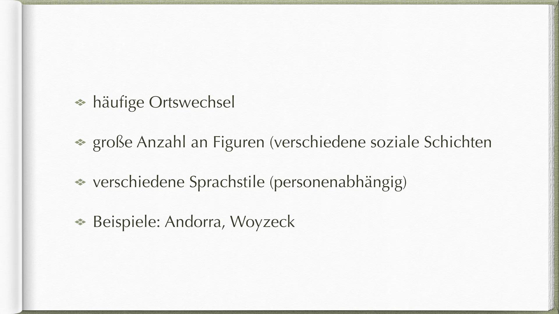  Georg Büchner und
Woyzeck als offenes Drama GLIEDERUNG
→ Die 3 aristotelischen Einheiten
→ Geschlossenes und offenes Drama - nach
Gustav Fr