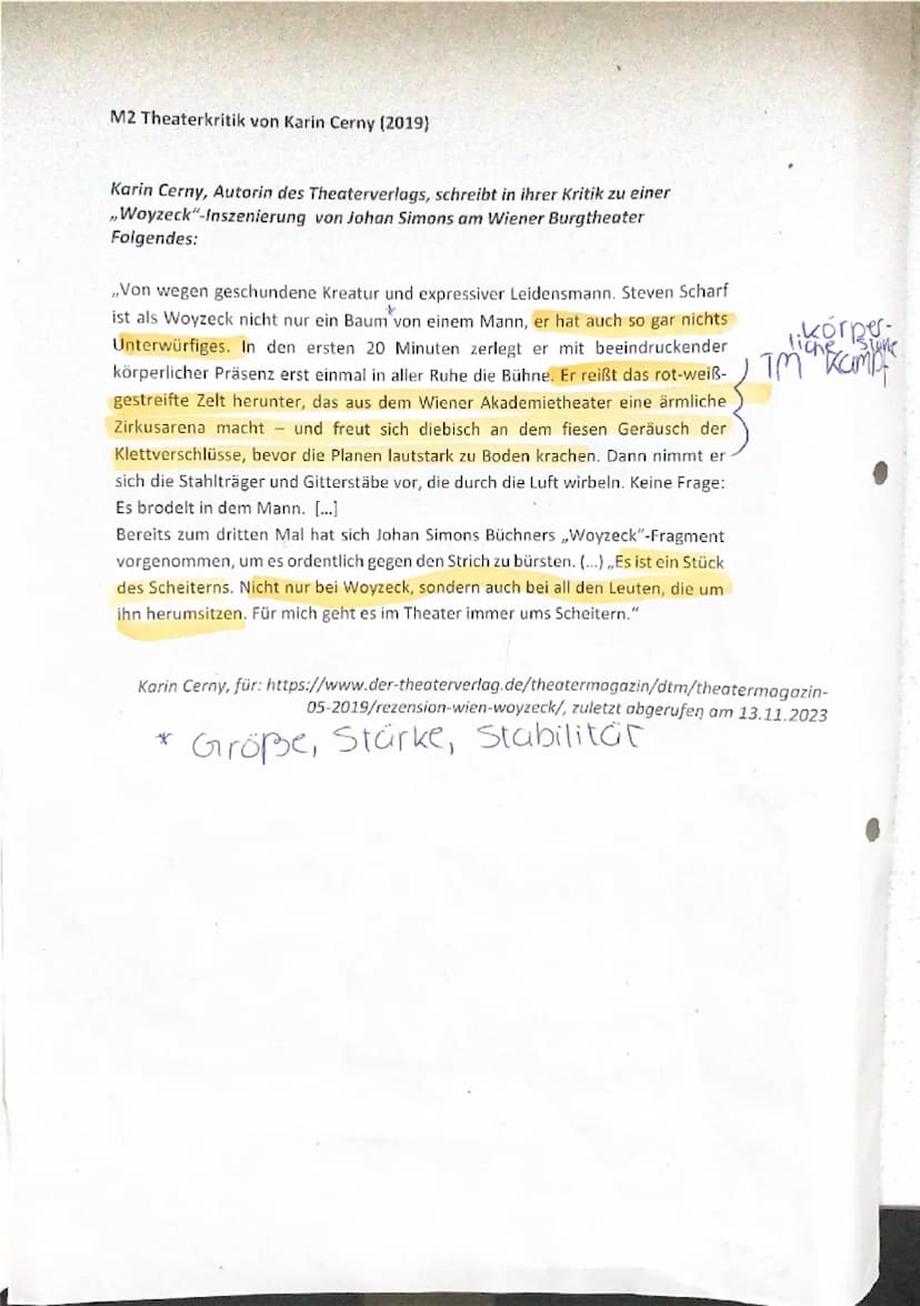 Fach
D
Klasse
eA M1
Lehrer
Arbeit Nr.
2
Semester 3: Georg Büchner: Woyzeck
(Vorabitur)
Name: Flen
Datum:
24 11 23
Hilfsmittel: Duden, Woyzec