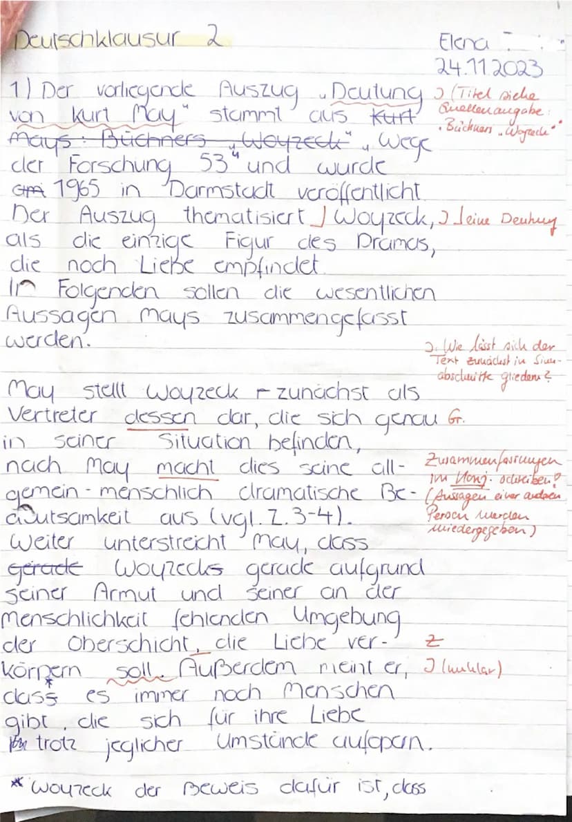 Fach
D
Klasse
eA M1
Lehrer
Arbeit Nr.
2
Semester 3: Georg Büchner: Woyzeck
(Vorabitur)
Name: Flen
Datum:
24 11 23
Hilfsmittel: Duden, Woyzec