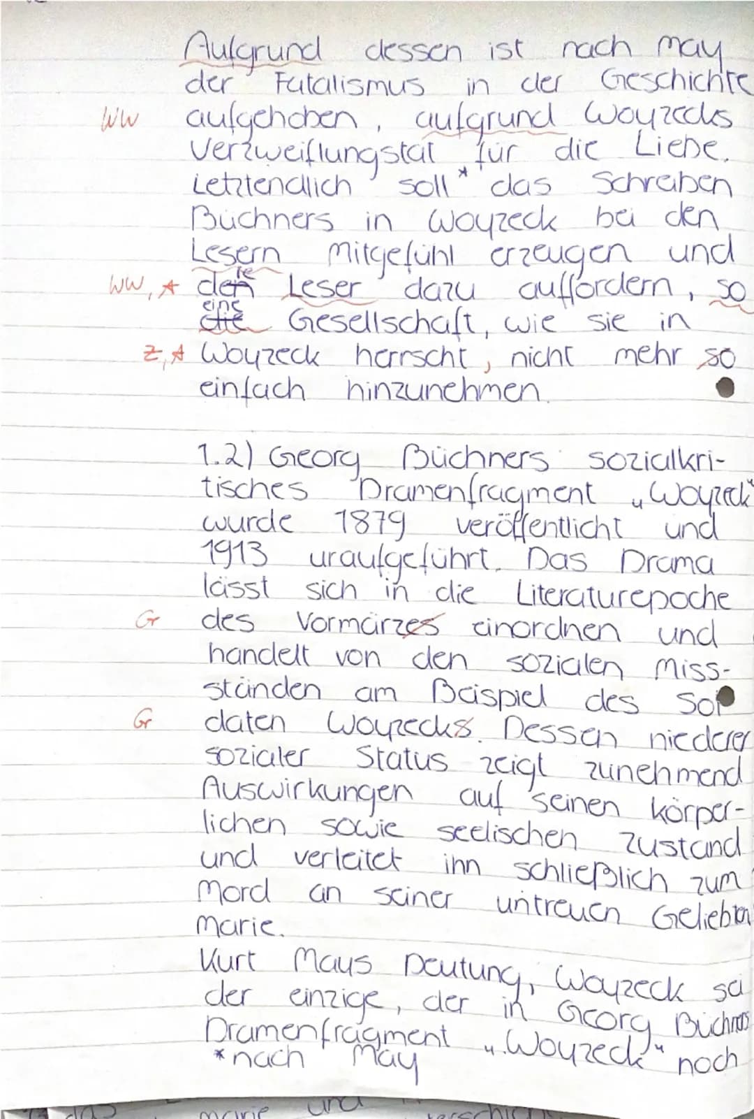 Fach
D
Klasse
eA M1
Lehrer
Arbeit Nr.
2
Semester 3: Georg Büchner: Woyzeck
(Vorabitur)
Name: Flen
Datum:
24 11 23
Hilfsmittel: Duden, Woyzec
