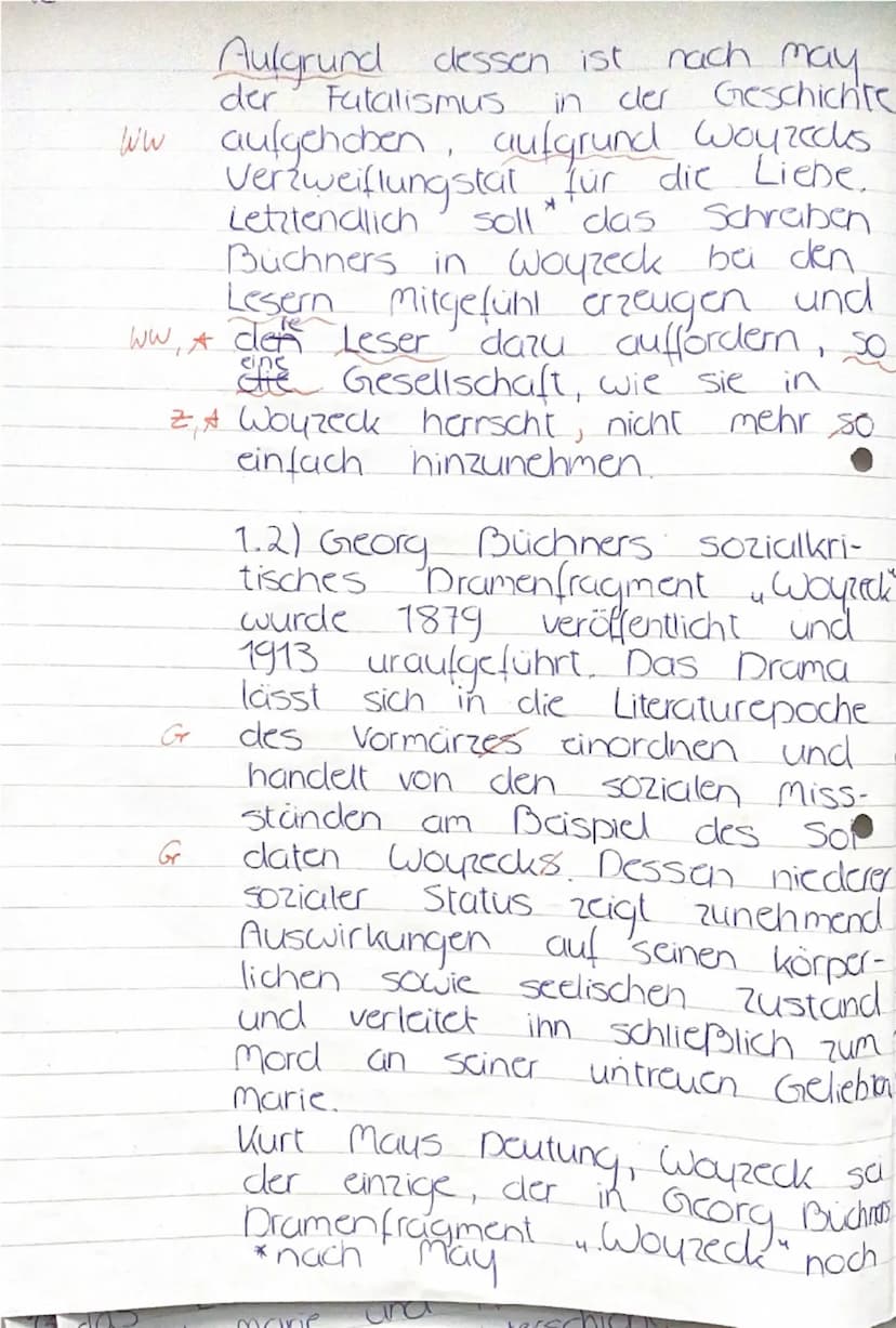 Fach
D
Klasse
eA M1
Lehrer
Arbeit Nr.
2
Semester 3: Georg Büchner: Woyzeck
(Vorabitur)
Name: Flen
Datum:
24 11 23
Hilfsmittel: Duden, Woyzec