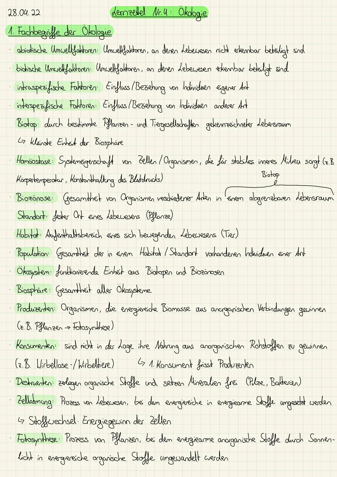 Übersicht über mögliche inhaltliche Schwerpunkte
Ökologie
Fachbegriffe der Ökologie (S. 290-291, AB)
2 Ökologische Potenz, Zeigerpflanzen (S