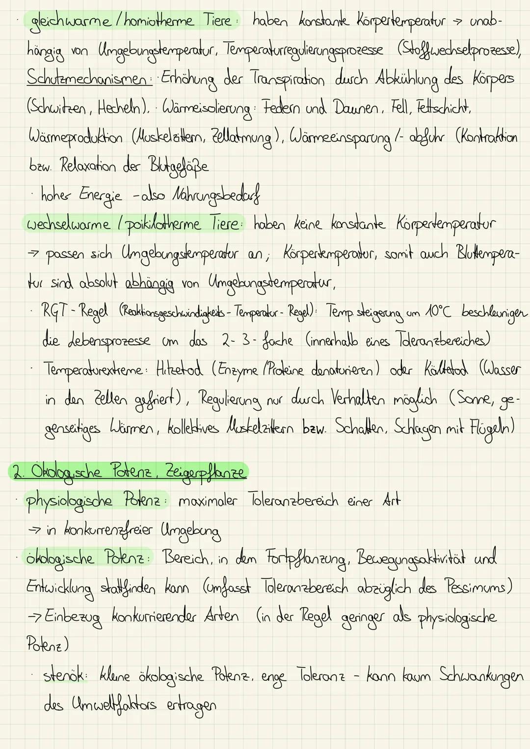 Übersicht über mögliche inhaltliche Schwerpunkte
Ökologie
Fachbegriffe der Ökologie (S. 290-291, AB)
2 Ökologische Potenz, Zeigerpflanzen (S
