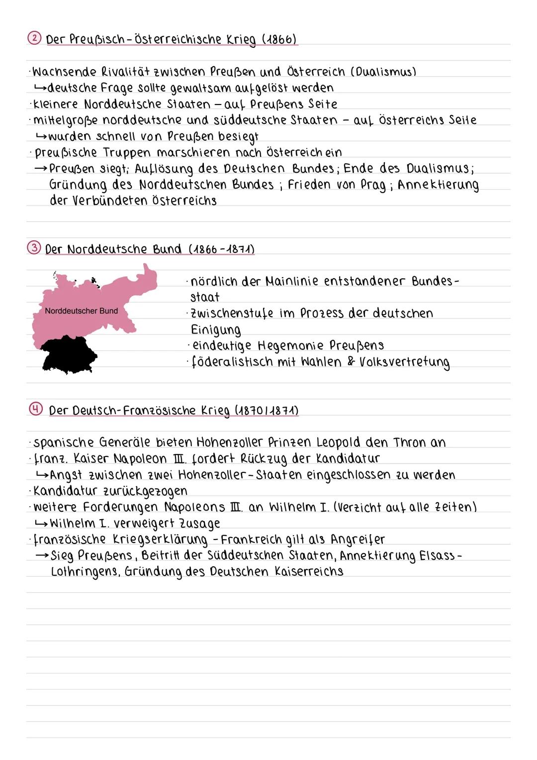 Die Gründung des Deutschen Kaiserreichs
1815-1866
Deutscher Bund:
35 eigenständige Länder
4 Städte
→lockerer Staatenbund
(mit Österreich)
18