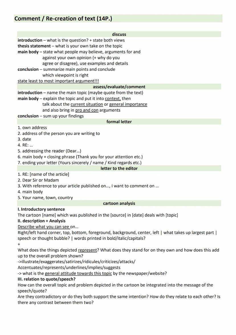 Comprehension (12P.)
Einleitungssatz:
-> Hinführung zum Themenschwerpunkt der Aufgabenstellung
The text/excerpt/novel/short story/drama/poem