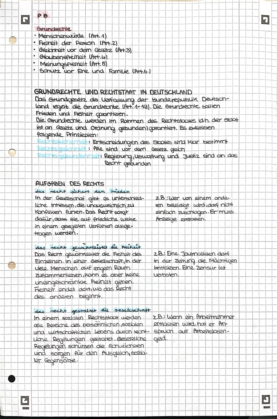 IG
PB
Grundlechle
• Menschenwürde (Art. 1)
Fleiheit der Person (Art. 2)
Gleichheit vor dem Gesetz (Art.3)
Glaubensfreiheit (Art. 4)
Meinungs