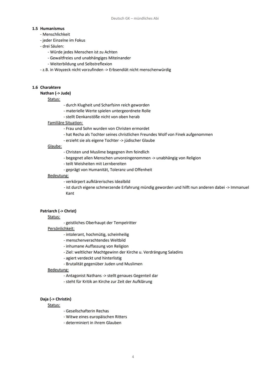 1. ,,Nathan der Weise" - G.E. Lessing
Thema: Humanismus, Toleranzgedanken
Textgattung: Dramatik
Textsorte: Drama
Epoche: Aufklärung
1.1 Aufb