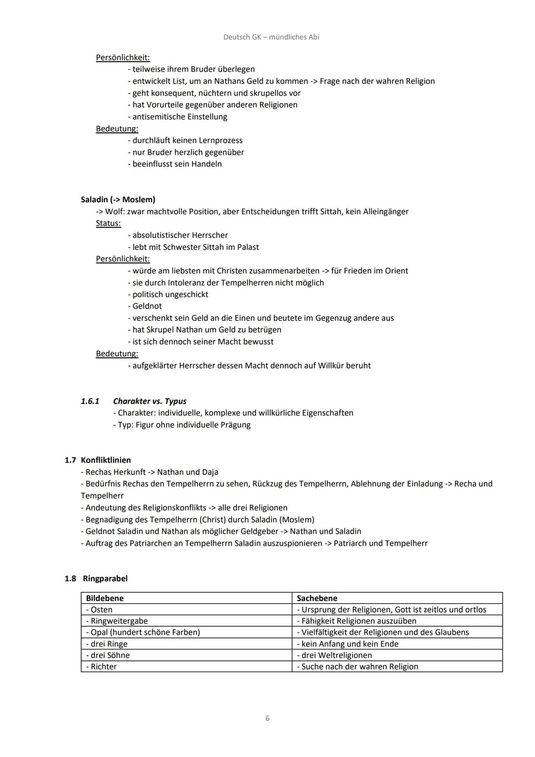 1. ,,Nathan der Weise" - G.E. Lessing
Thema: Humanismus, Toleranzgedanken
Textgattung: Dramatik
Textsorte: Drama
Epoche: Aufklärung
1.1 Aufb