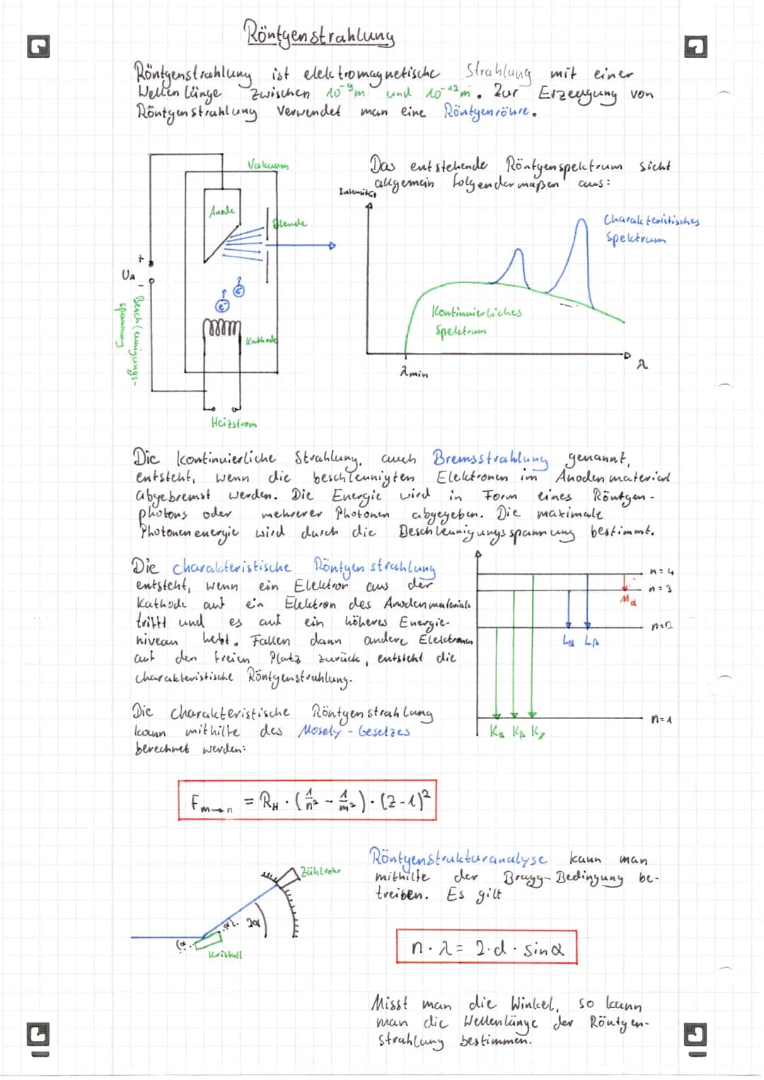 7
Röntgenstrahlung
Röntgenstrahlung ist elektromagnetische Strahlung mit einer
Wellen länge
und 1012m. Zur Erzeugung von
Röntgenstrahlung ve