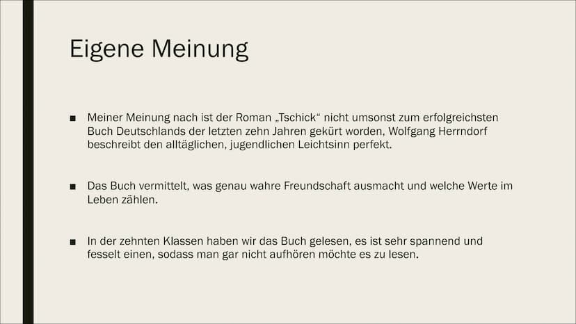 999
ro
ro
ro
tschick
roman
WOLFGANG HERRNDORF
TSCHICK
Roman
von Wolfang Herrndorf Quiz zum Buch ,,Tschick"
• Welche Figur hat ein Suchtprobl