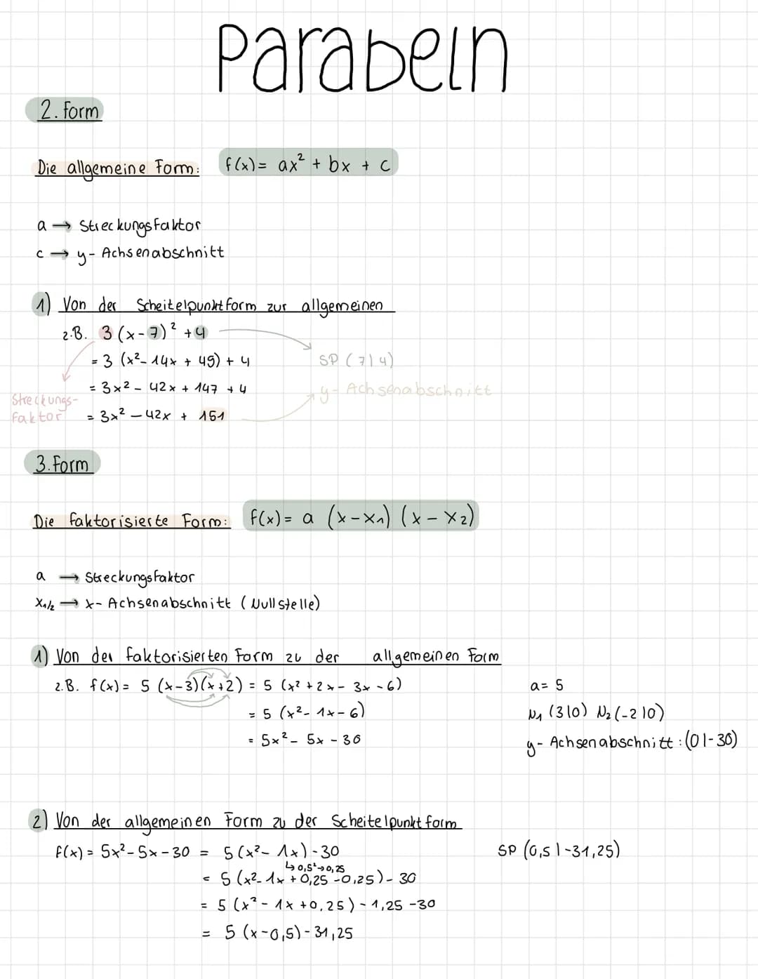 Quadratische Funktionen
Die Graphen von quadratischen Funktionen heißen Parabeln.
-6
Grundwissen Parabeln
• Parabeln können nach unten oder 