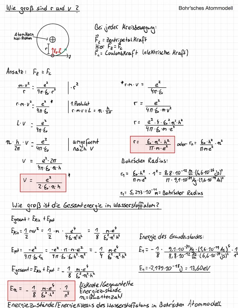 Bohr'sches Atommodell
Niels Bohr 1913: Ergänzung des Kern-Hülle-Modells von Rutherford
1. Postulat (Quantenbedingung).
Im Atom bewegen sich 