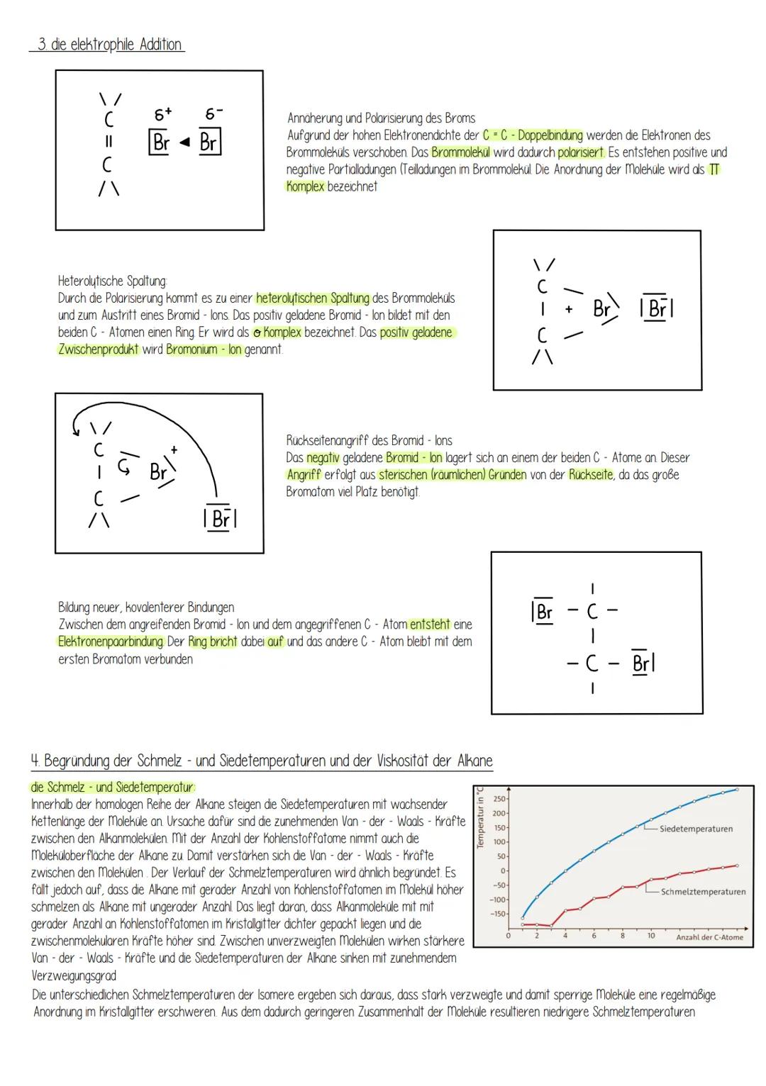 1. die verzweigten und unverzweigten Alkane, Alkene, Halogenalkane und Alkanole
Alkane und Alkene:
Alkane sind gesättigte Kohlenwasserstoffe