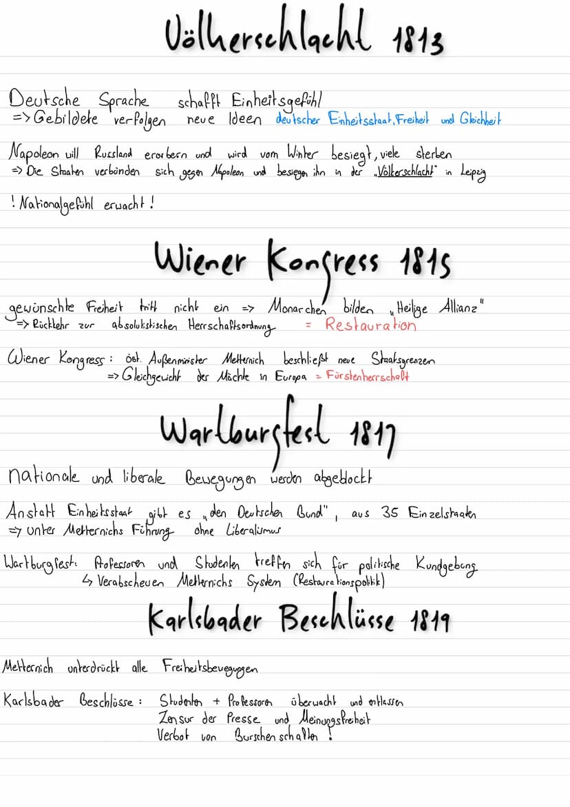 Geschi-Klausur 1
~Vormärz~
1800-
1848
PL
CHISEVAL
Einheit
und Freiheit 1813
1
Völker-
Schlecht
1815
WK
1
Wiener
Kongress
1817
WBF
I
Wartburg