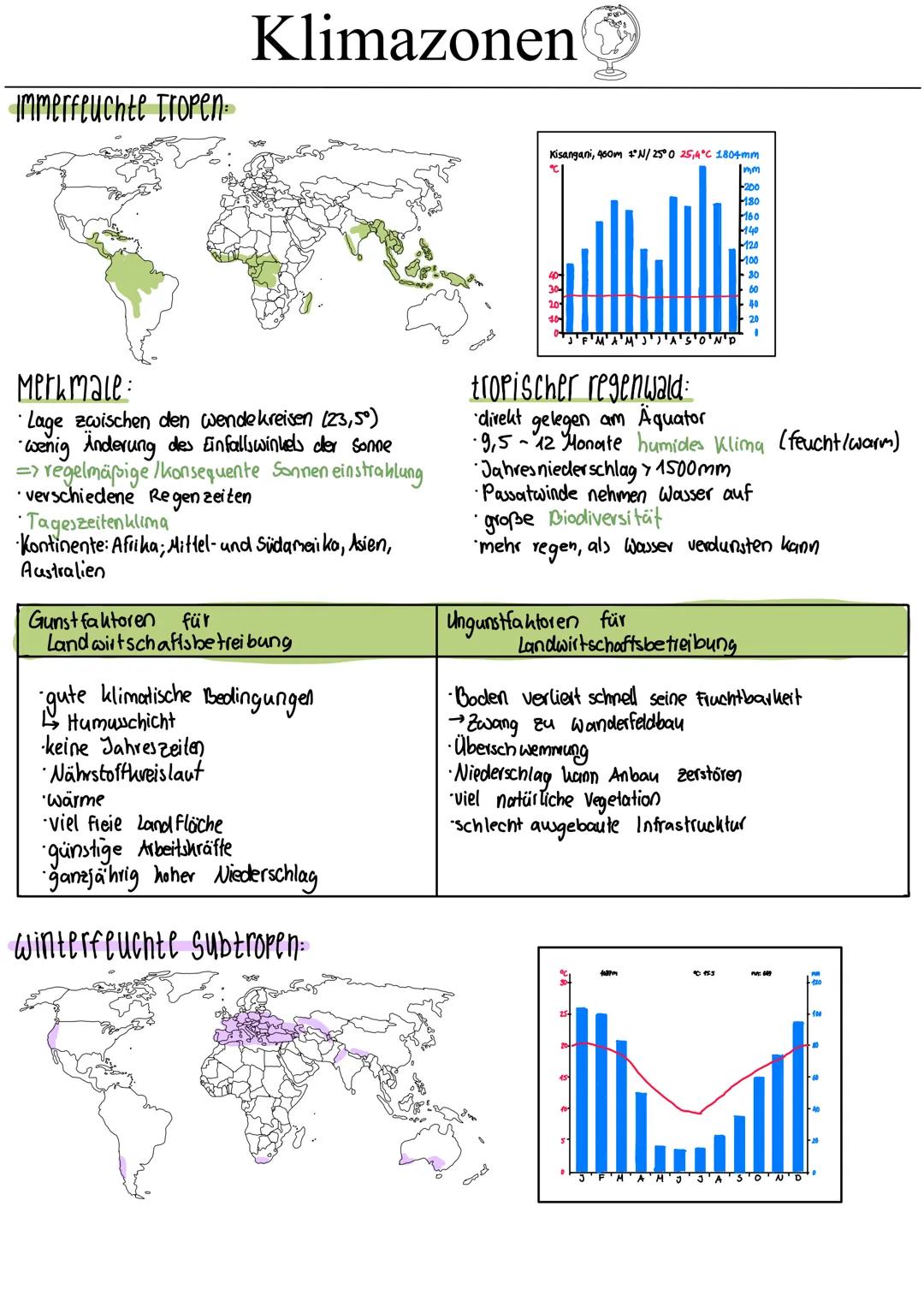 Immerfeuchte Tropen
Merkmale:
• Lage zwischen den wendekreisen (23,5°)
• wenig Anderung des Einfallswinkels der Sonne
=> regelmäßige /konseq