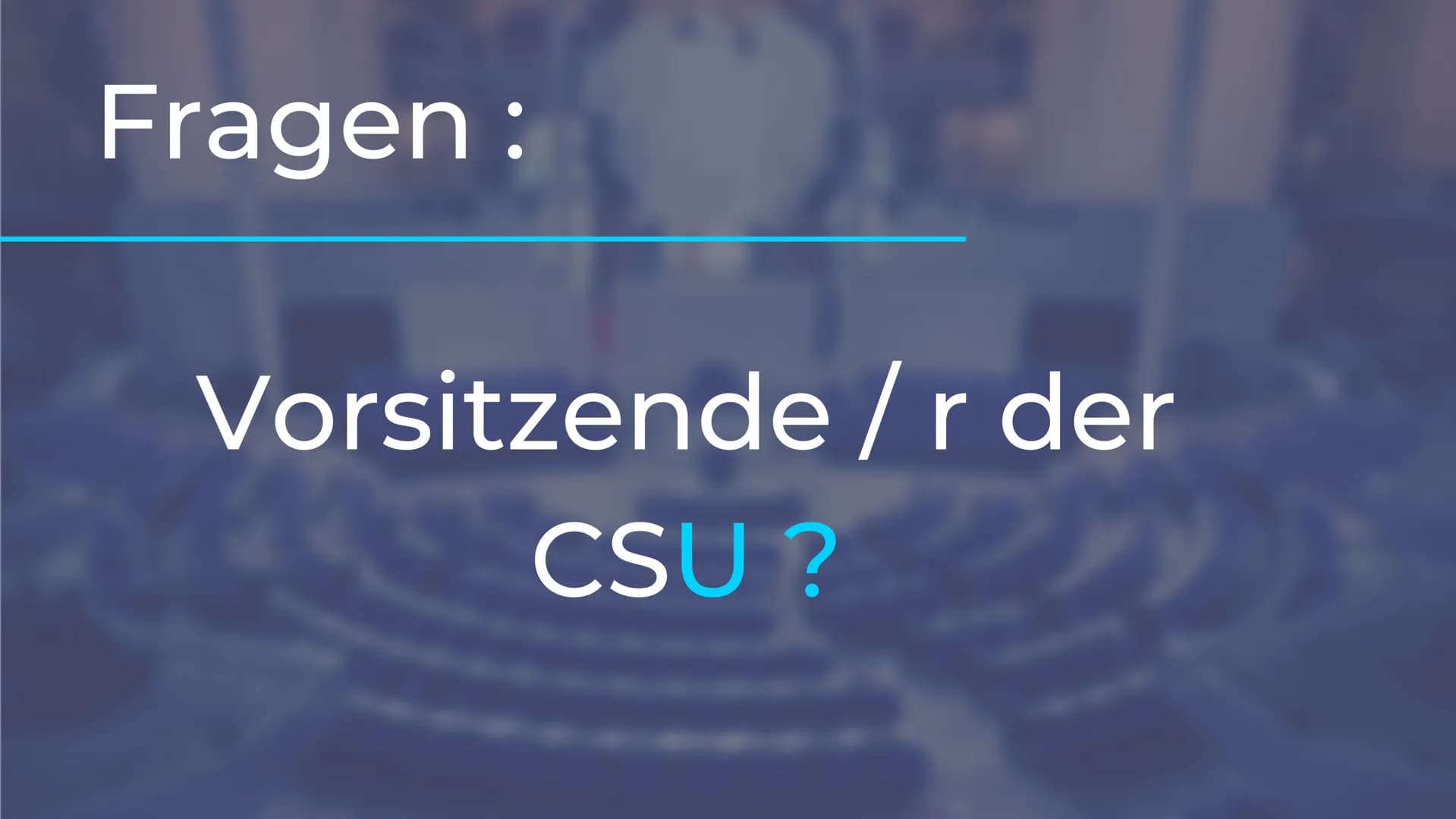 CDU & CSU
Die "größte" Partei Deutschlands VERLAUF
Was euch erwartet
Wer sind CDU & CSU?
Geschichte
Grundwerte
● Aktuelles
● Ziele
KAS Chris