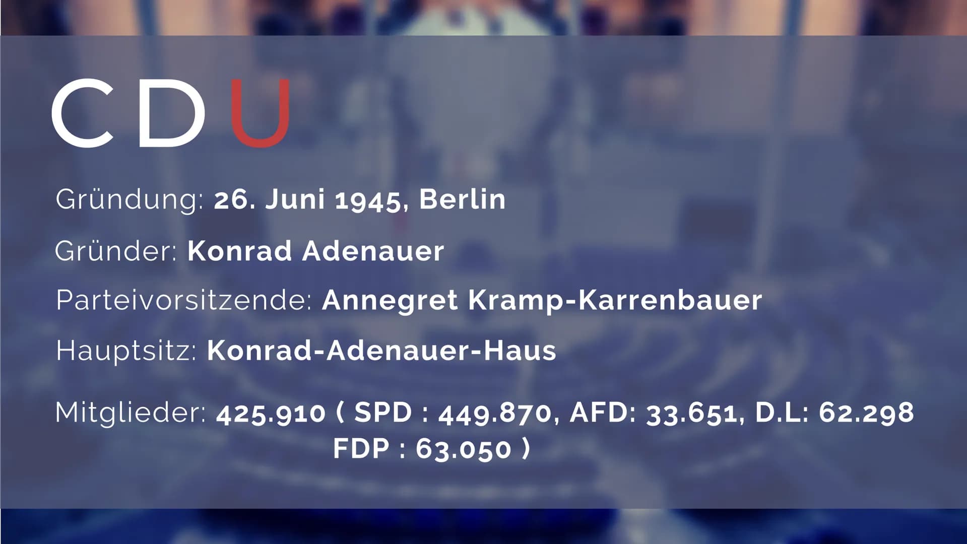 CDU & CSU
Die "größte" Partei Deutschlands VERLAUF
Was euch erwartet
Wer sind CDU & CSU?
Geschichte
Grundwerte
● Aktuelles
● Ziele
KAS Chris