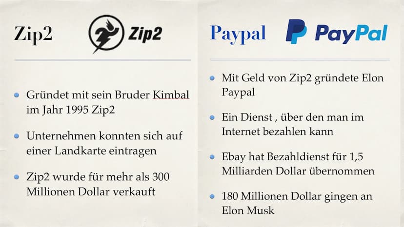 ELON MUSK Gliederung
Wer ist Elon Musk ?
• Kindheit und Jugend
. Wie alles Angefangen hat
• Wie viele Unternehmen hat Elon Musk ?
• Zip2/Pay