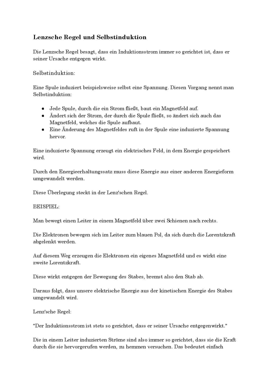 Lenz / Induktion / Lorentzkraft / Bohrsches Atommodell usw.