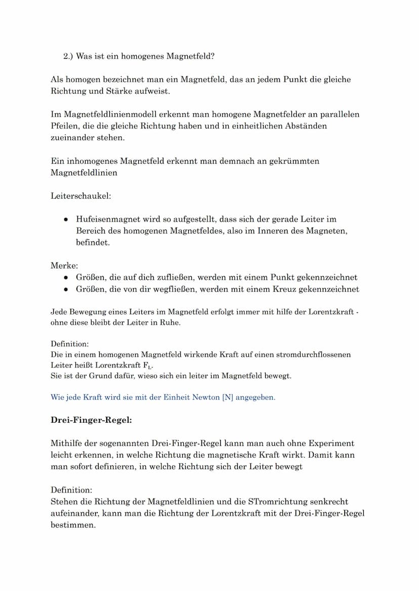 Lenzsche Regel und Selbstinduktion
Die Lenzsche Regel besagt, dass ein Induktionsstrom immer so gerichtet ist, dass er
seiner Ursache entgeg