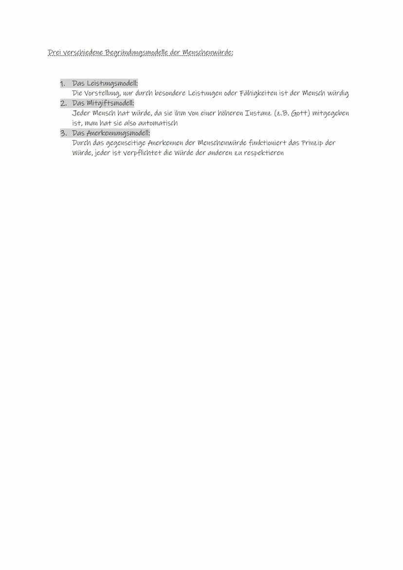 Menschenwürde als Rechtsgut:
o Verankert im Grungesetz, Artikel 1 als normativer Satz
Markiert eine absolute Grenze
O
O
Ist abwägungsfest, d