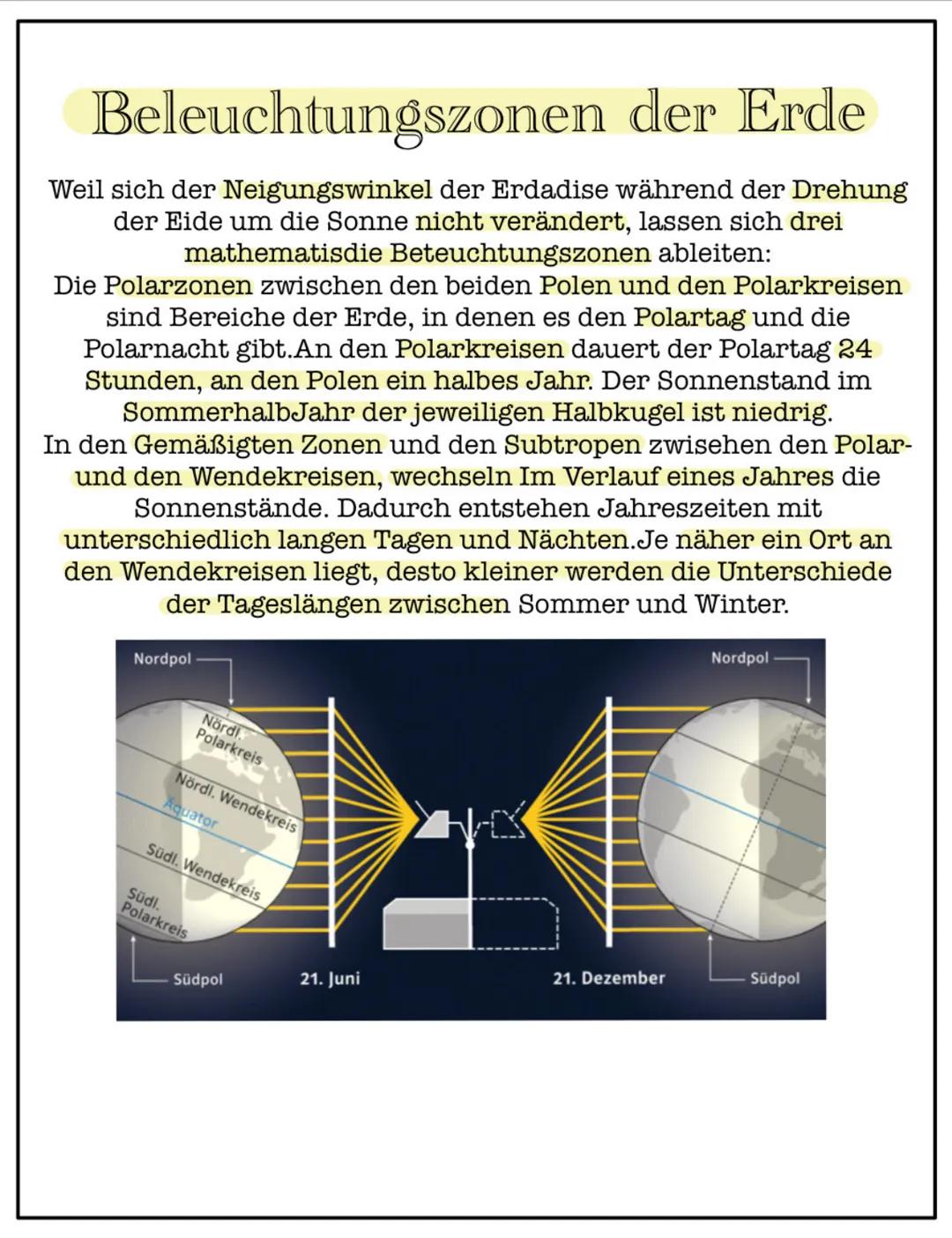 Tageslängen & Jahreszeiten
Ein Jahr dauert 365 Tage und jedes 4 Jahr 366 Tage
(29.2.), es ist dann ein sogenanntes „Schaltjahr".
Normalerwei
