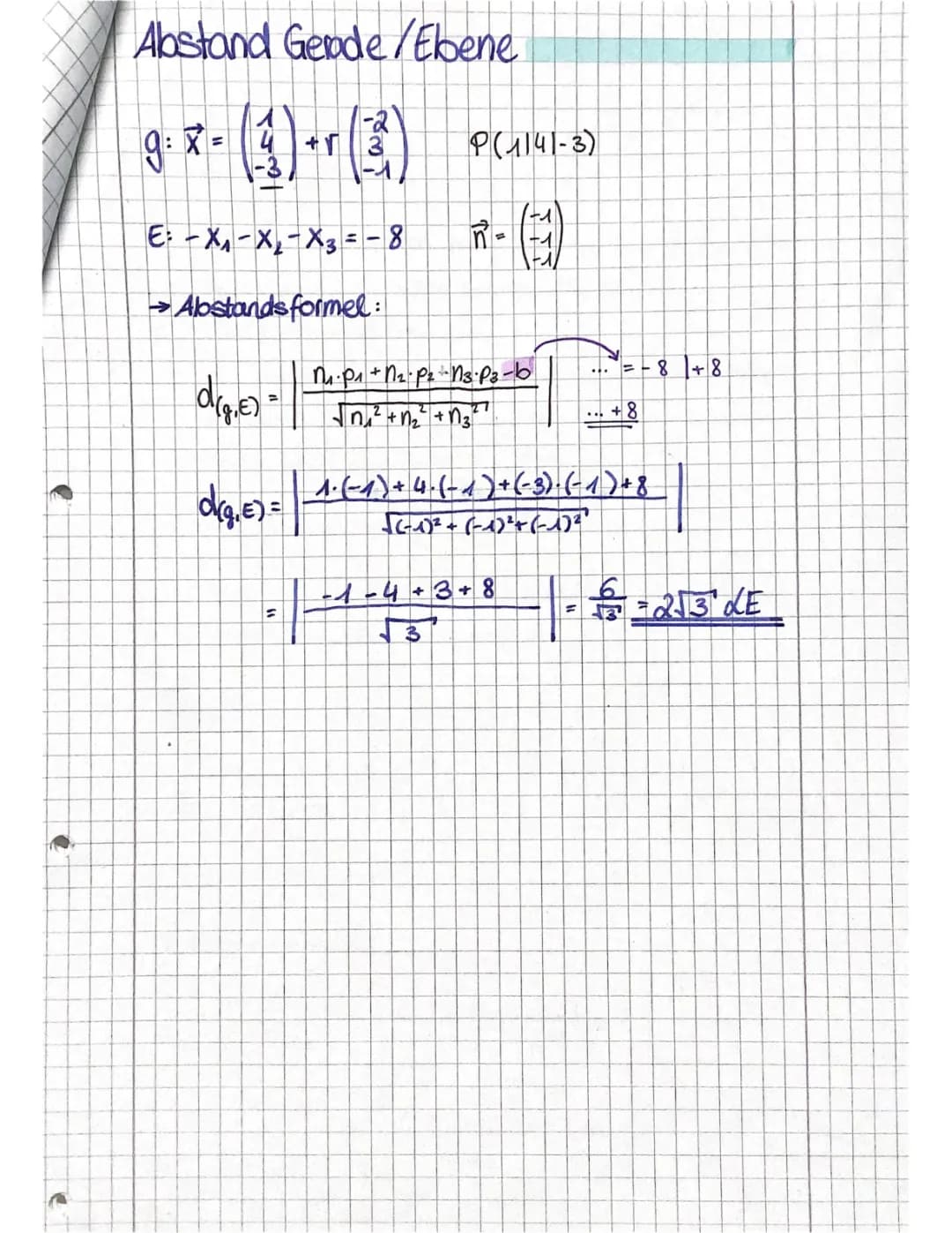 ANALYTISCHE GEOMETRIE -Abstandsberechnung