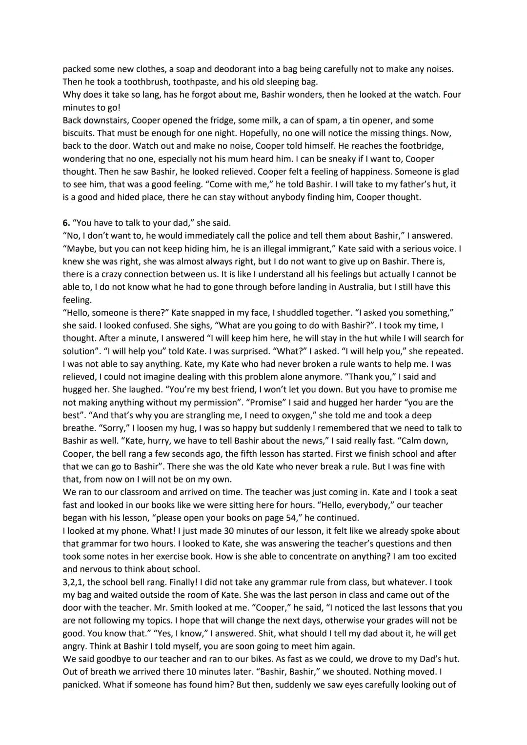 English - Coast to coast - mock exam
1. The novel "Coast to coast" written by David Fermer in year 2016 is about the hiding of an
immigrant 