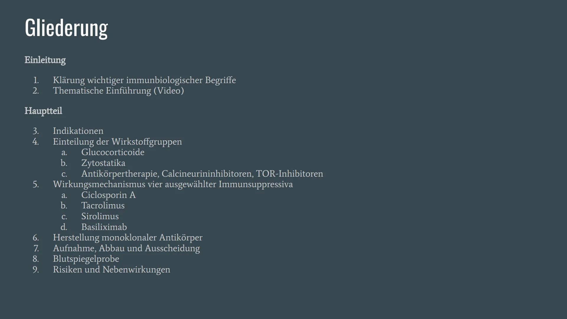 Immunsuppression
-Schmaler Grat zwischen Infektion und Abstoßung-
Def.: Immunsuppressiva sind Substanzen, welche die Funktion
des Immunsyste