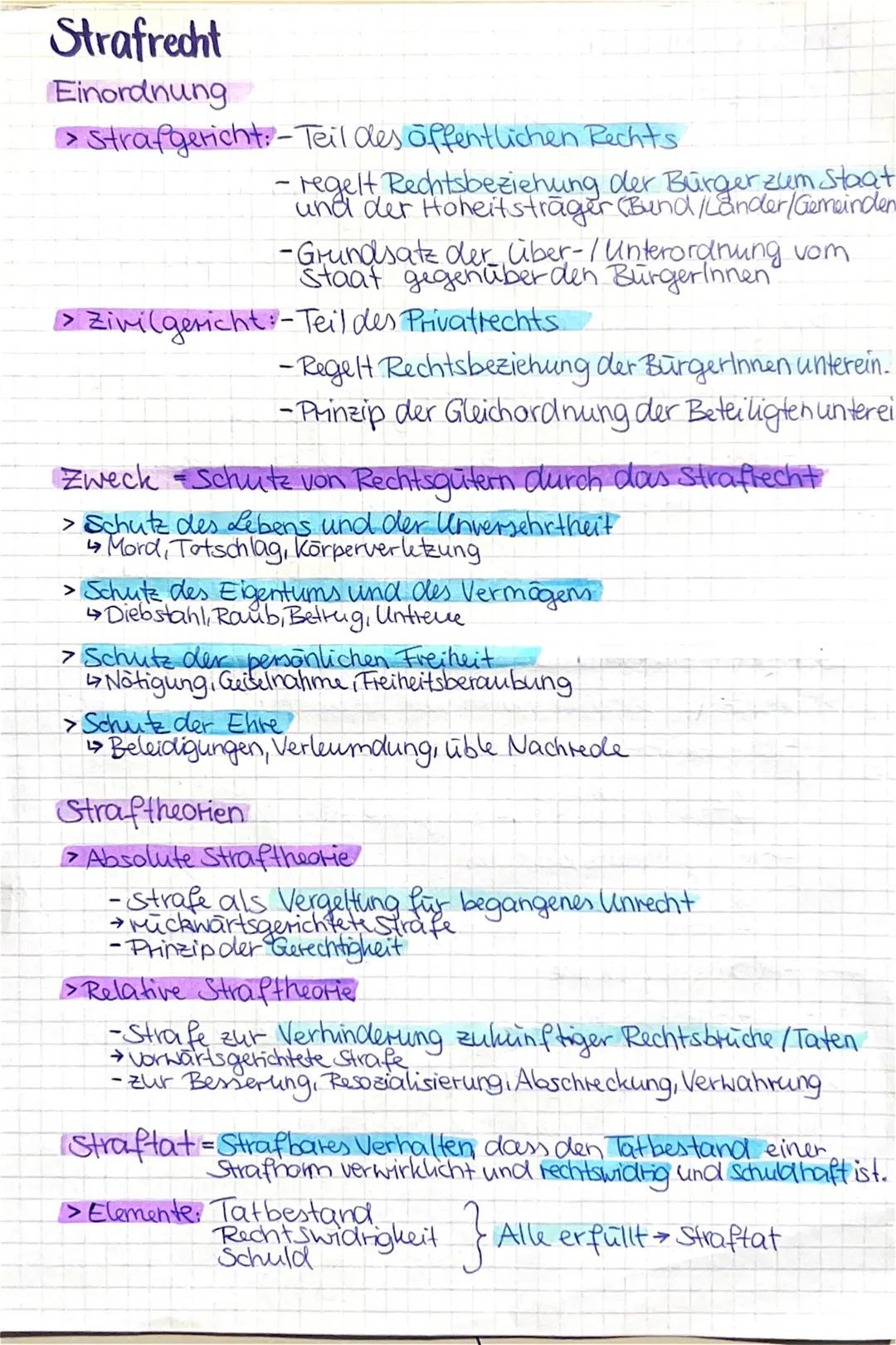 # Strafrecht

Einordnung

> Strafgericht: - Teil des öffentlichen Rechts

- regelt Rechtsbeziehung der Bürger zum Staat
und der Hoheitsträge