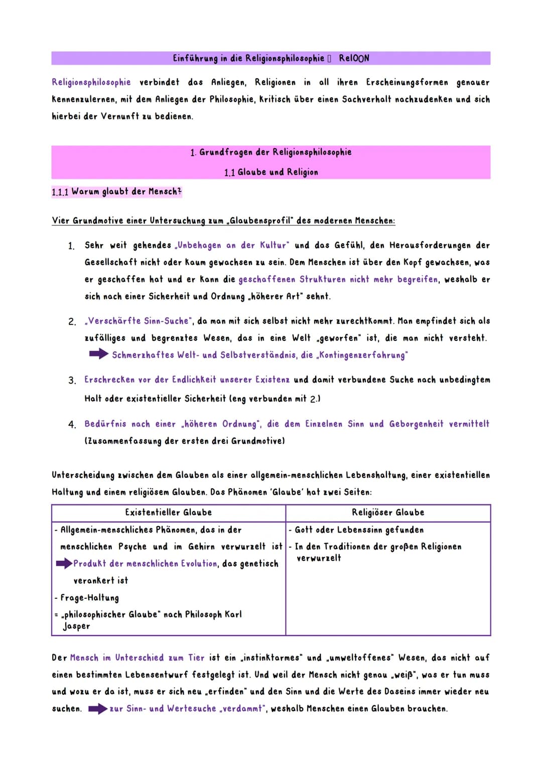 Einführung in die Religionsphilosophie RelOON
Religionsphilosophie verbindet das Anliegen, Religionen in all ihren Erscheinungsformen genaue