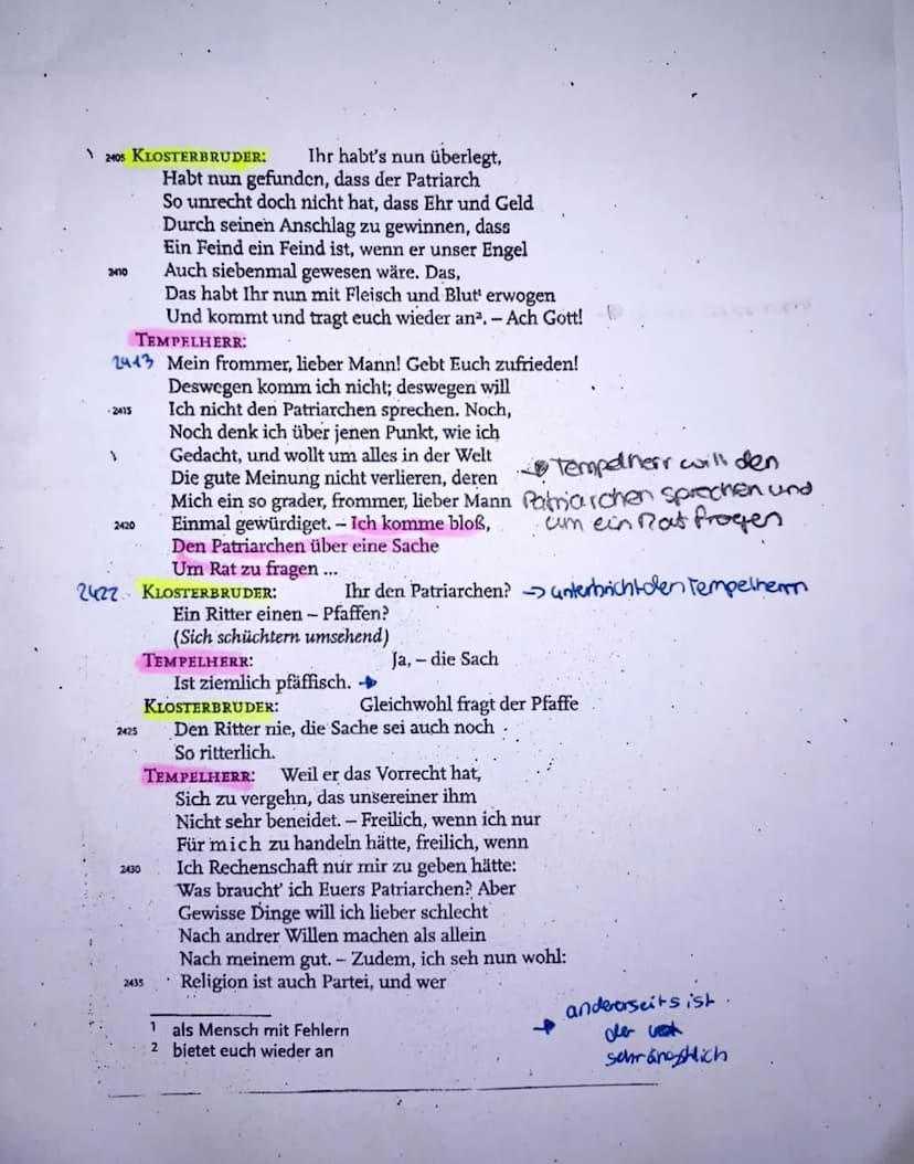 Aufgabe 11
Bei dem mir vorliegenden Text handelt es sich um
den ersten Auftritt des Vierten Aufzug aus dem.
Drama, Nathan der Weise." Das Dr