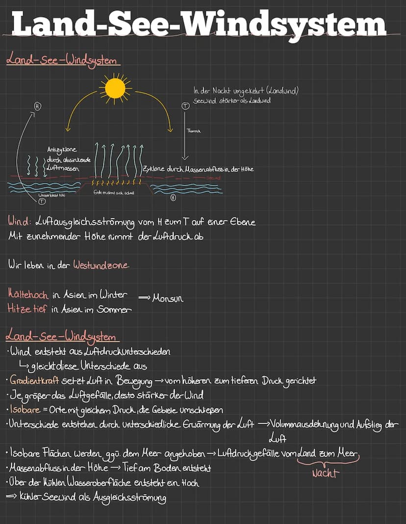 Föhnwind
feuchtdiabatisch: Taupunkt ist unterschritten, Wasserdampf kondensiert, Luft kühlt 0,5°C/min, Kondensations.
Wärme wird freigesetzt
